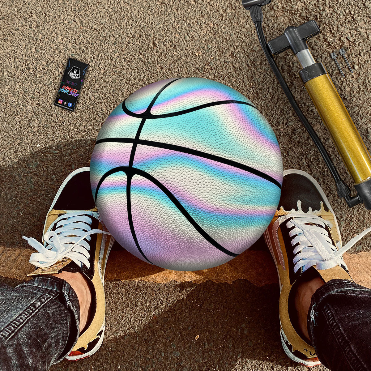 Holographic Teal And Pink Print Basketball - Image 2