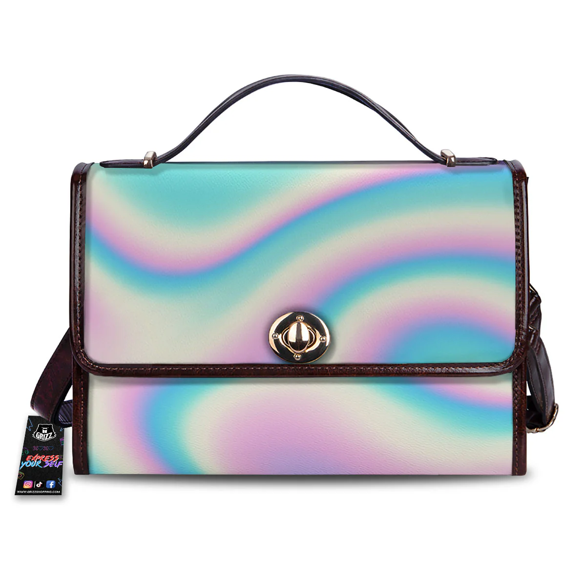Holographic Teal And Pink Print Women's Satchel Bag