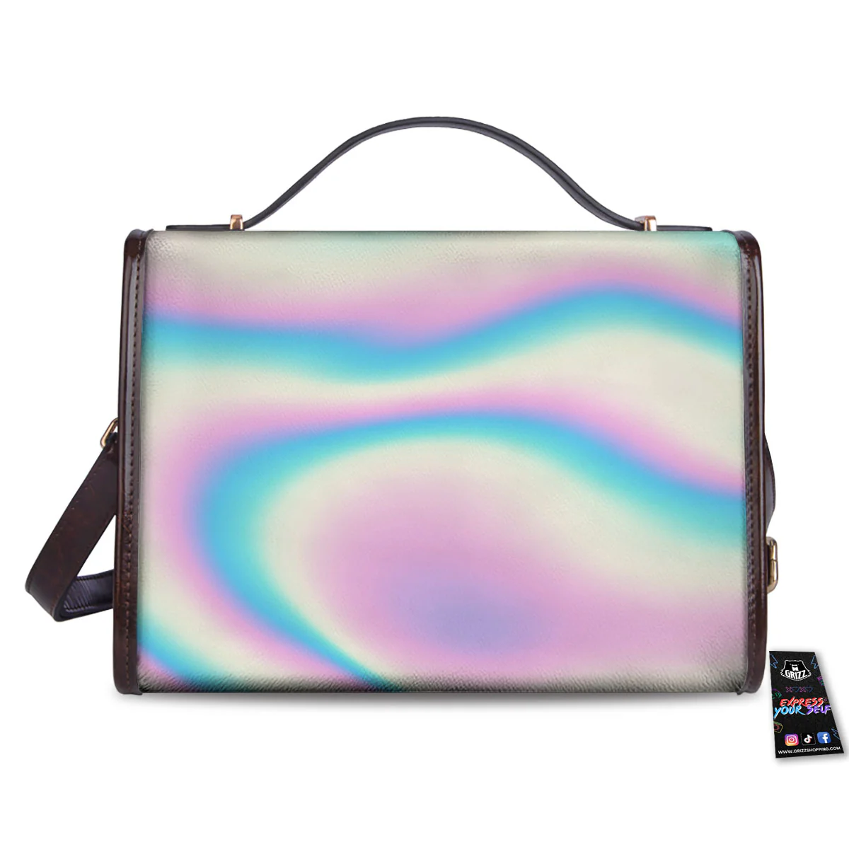 Holographic Teal And Pink Print Women's Satchel Bag - Image 2
