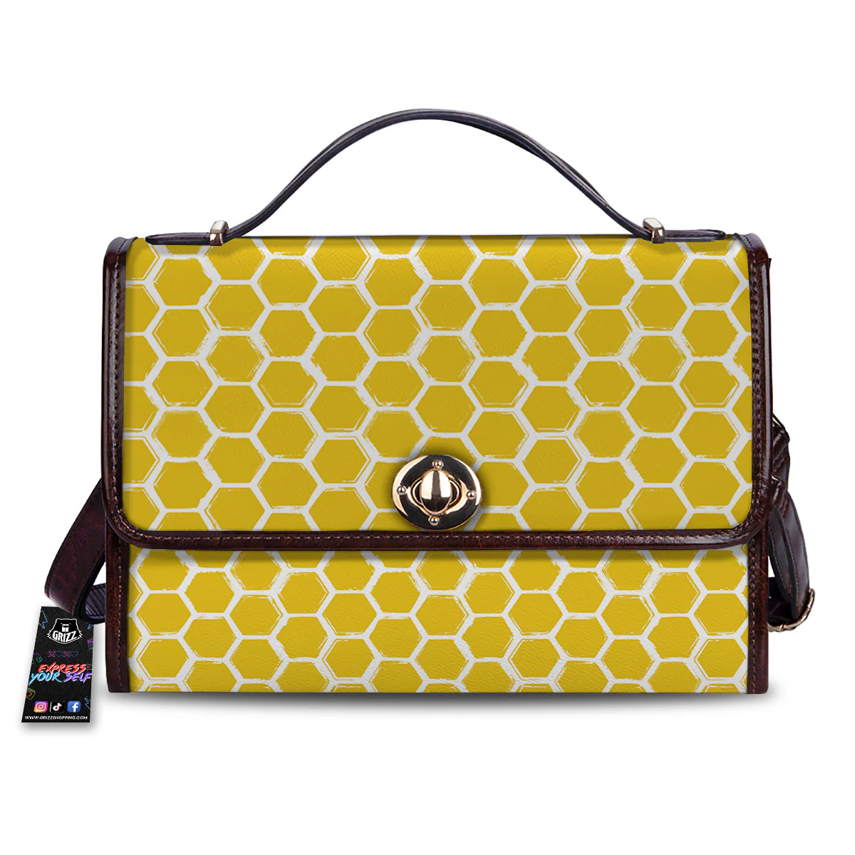 Honeycomb Print Pattern Women's Satchel Bag