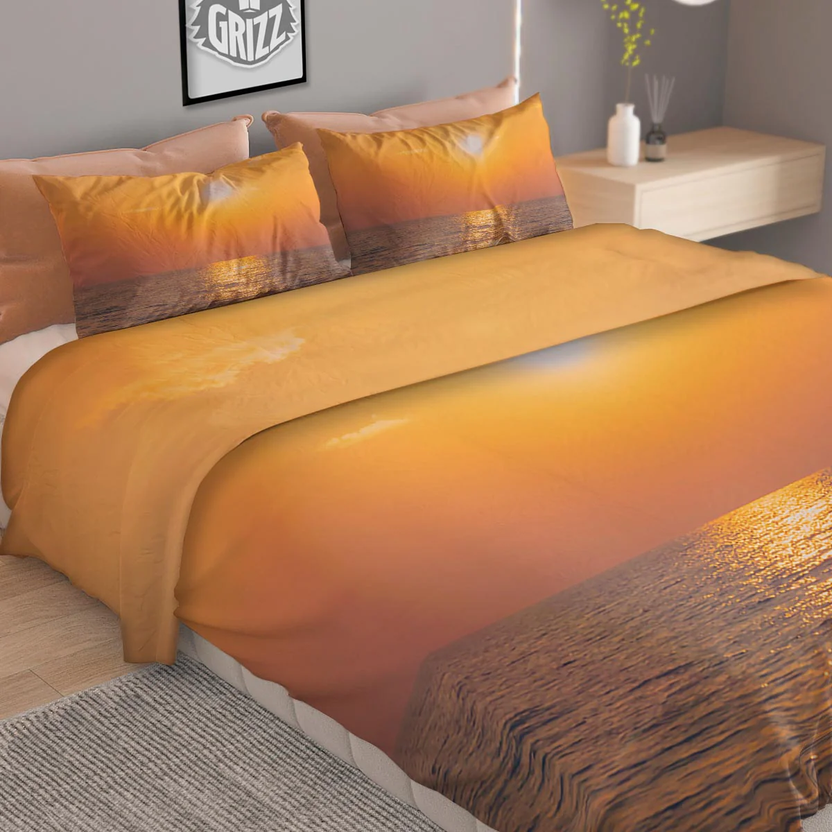 Horizon Sunrise Print Duvet Cover Bedding Set - Image 2