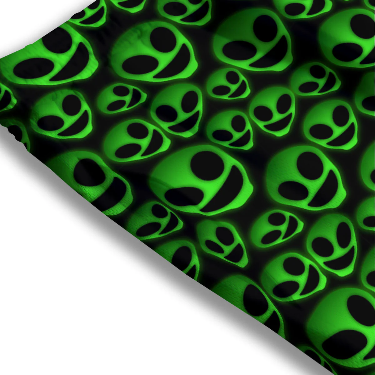 Horror Alien Green Neon Print Pattern Mesh Shorts - Image 3