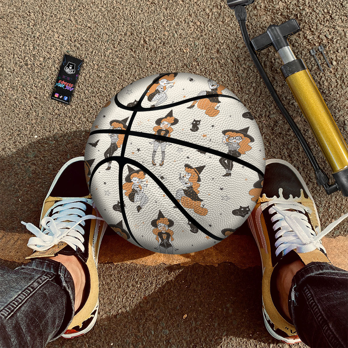 Horror Witch Black And Red Print Pattern Basketball - Image 2