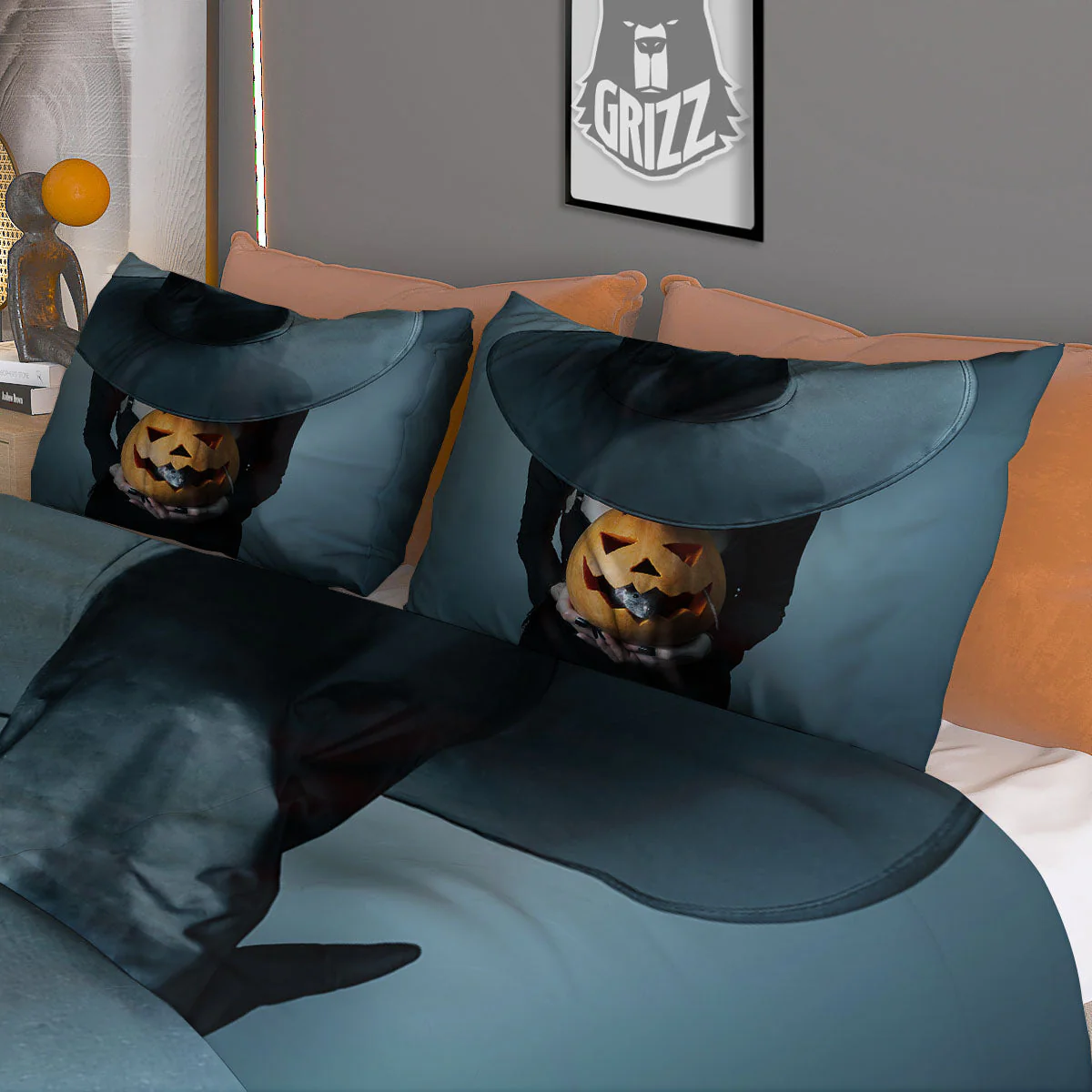 Horror Witch Halloween Print Duvet Cover Bedding Set - Image 3