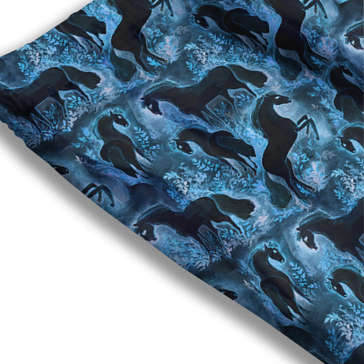 Horse Painting Dark Blue Print Mesh Shorts - Image 3
