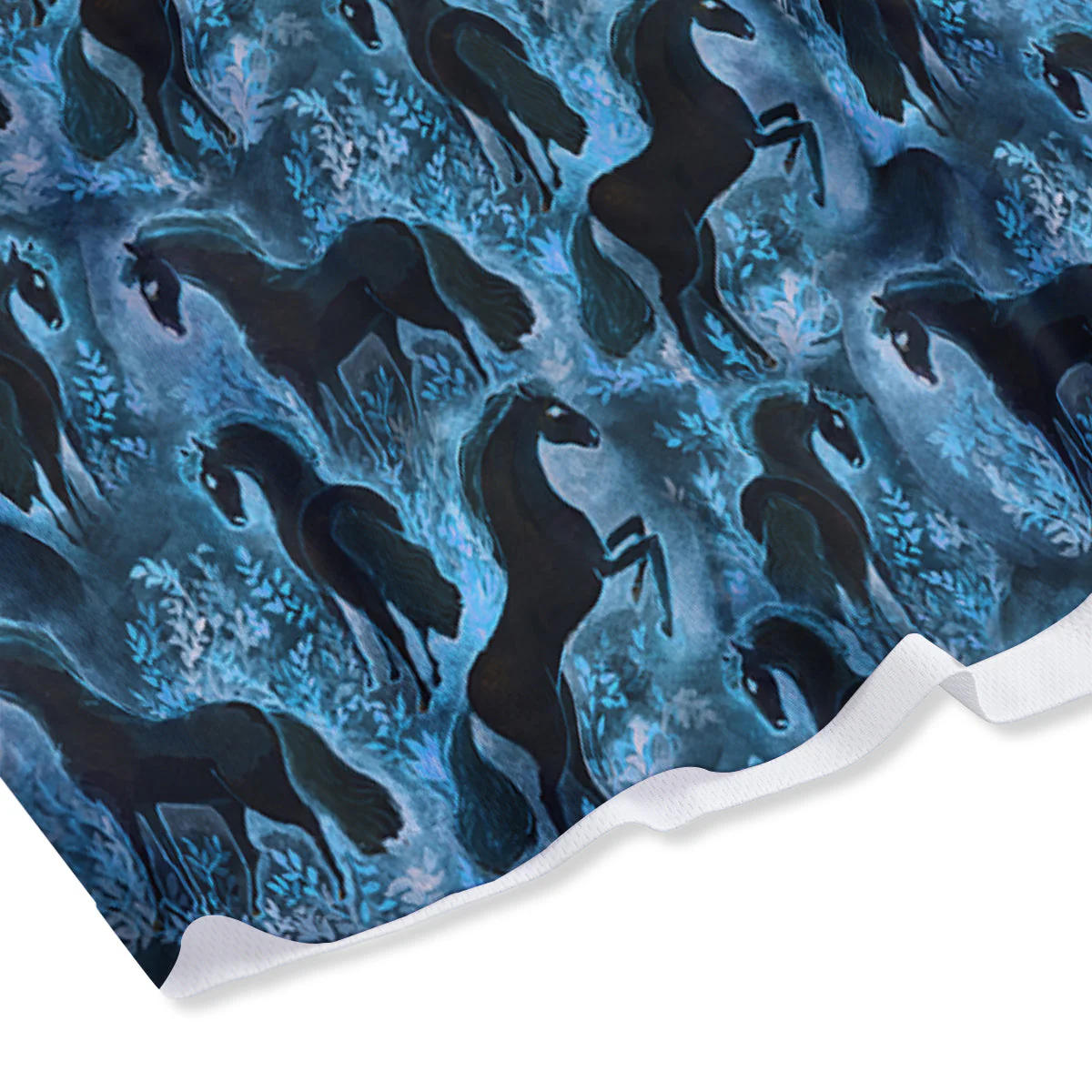 Horse Painting Dark Blue Print Mesh Shorts - Image 4