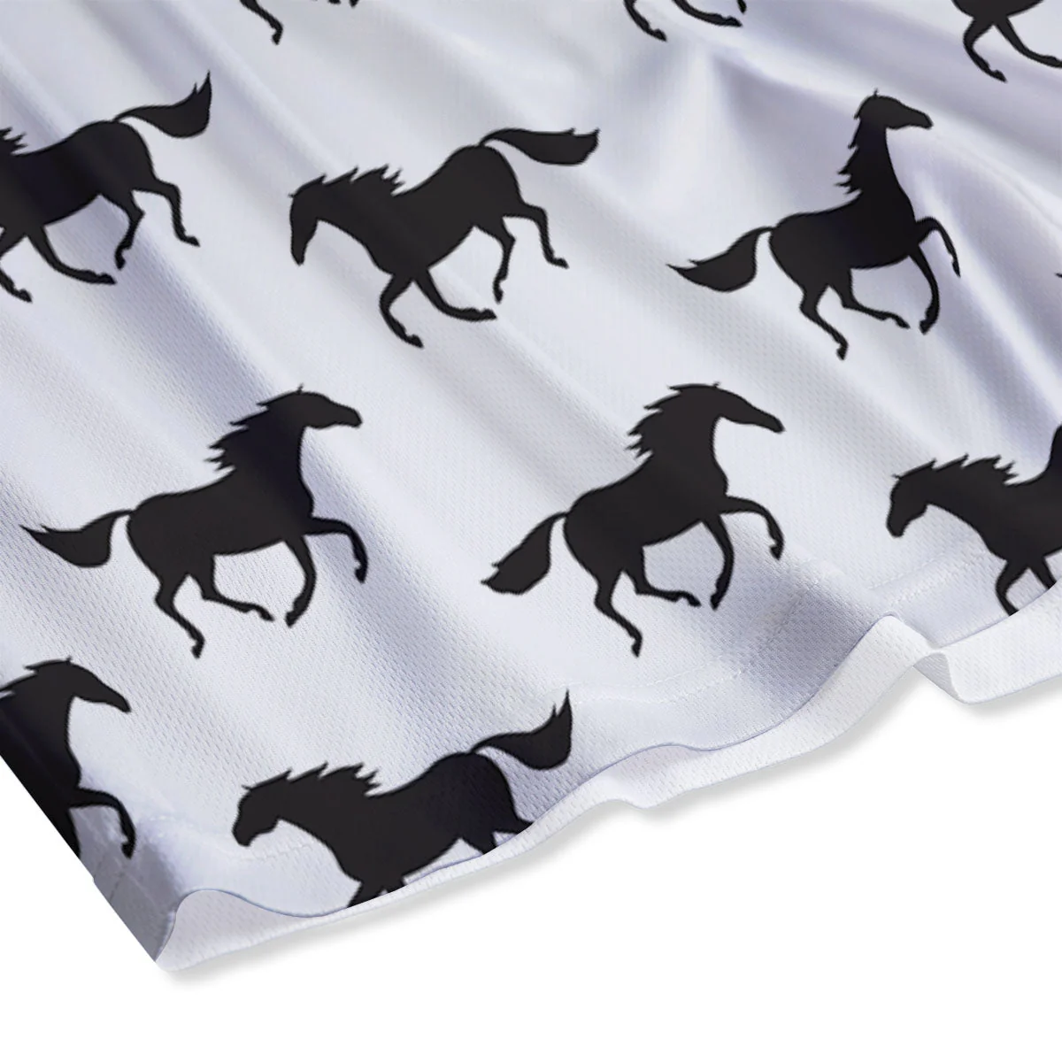 Horse White And Black Print Pattern Mesh Shorts - Image 4