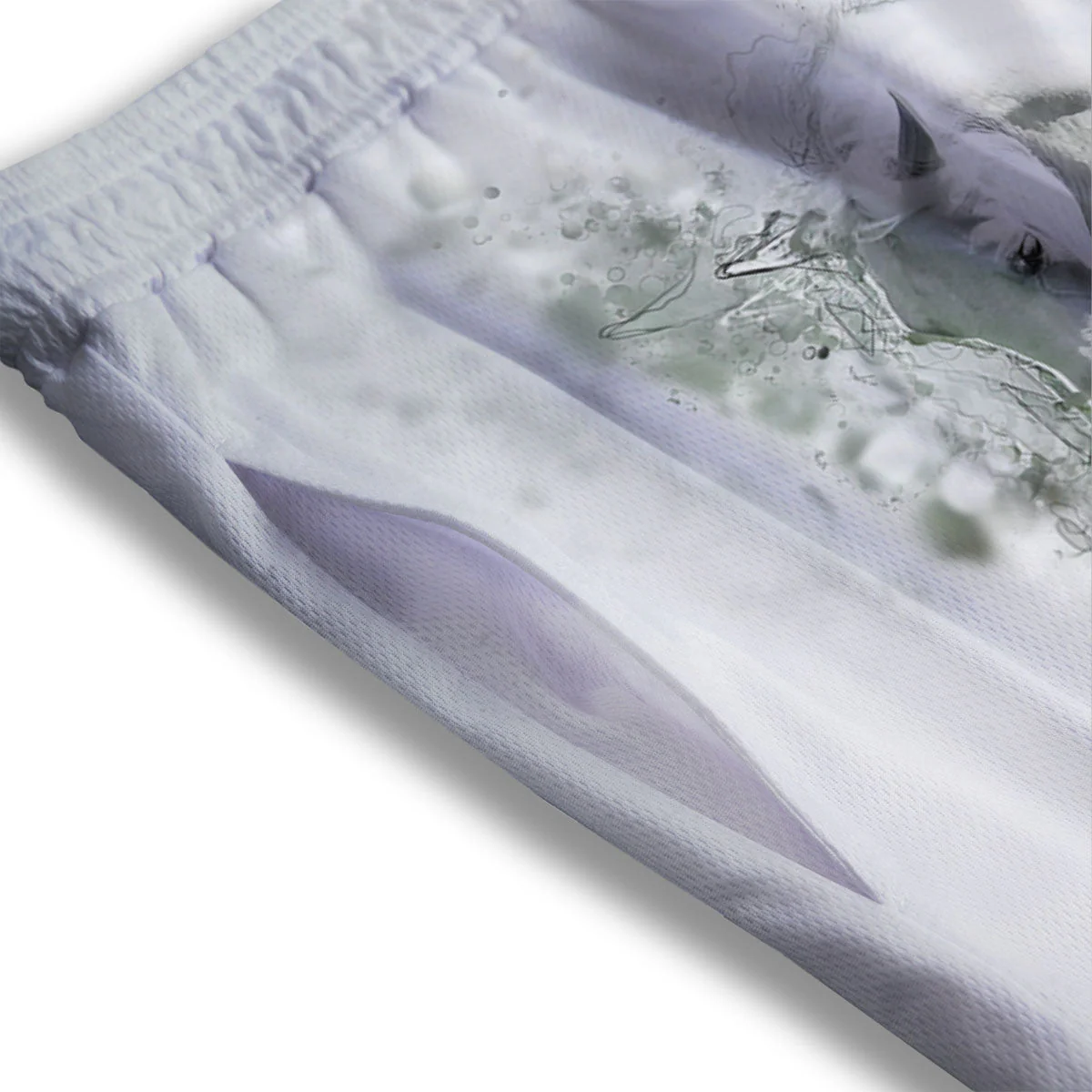 Horse White Stallion Print Mesh Shorts - Image 3