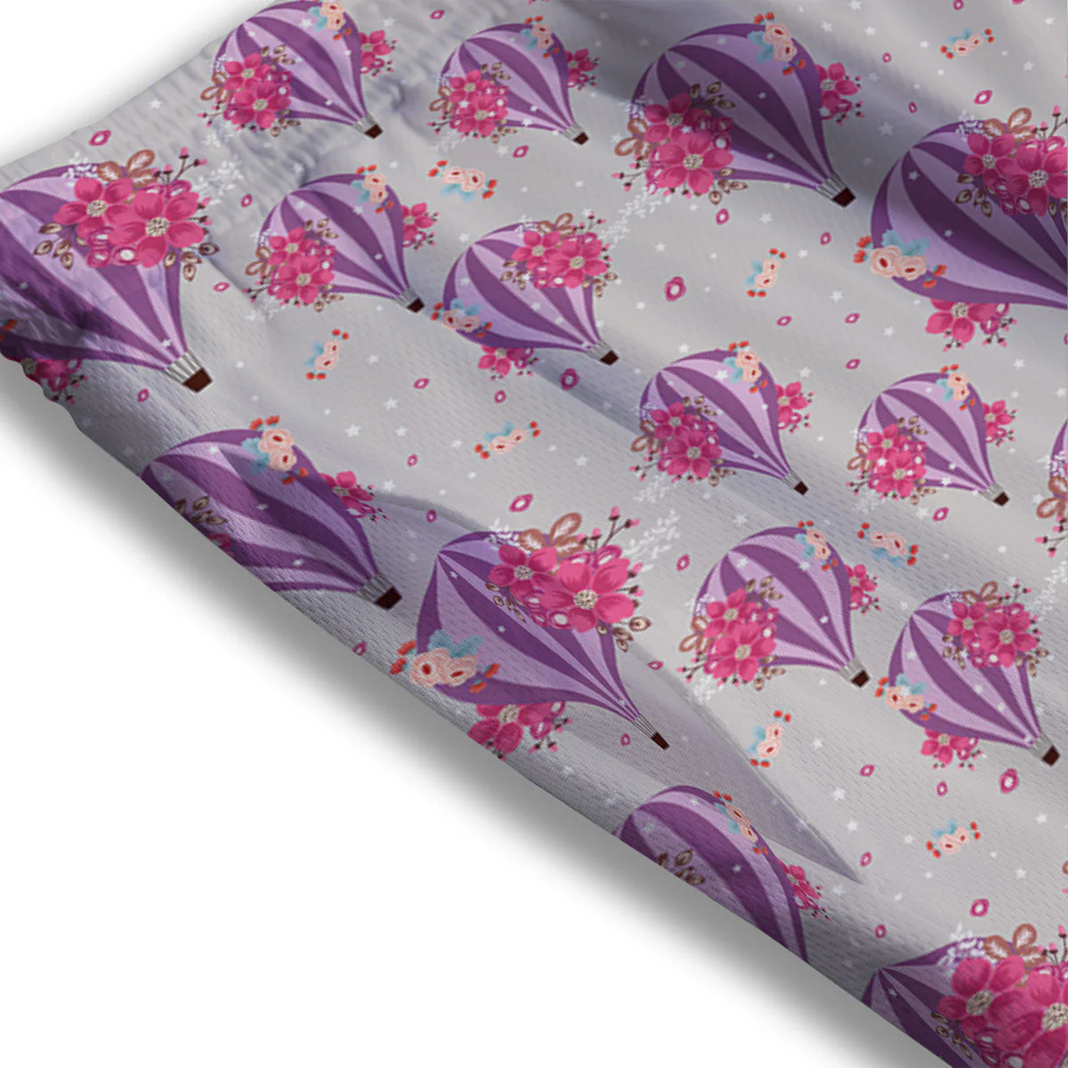 Hot Air Balloon Floral Print Pattern Mesh Shorts - Image 3