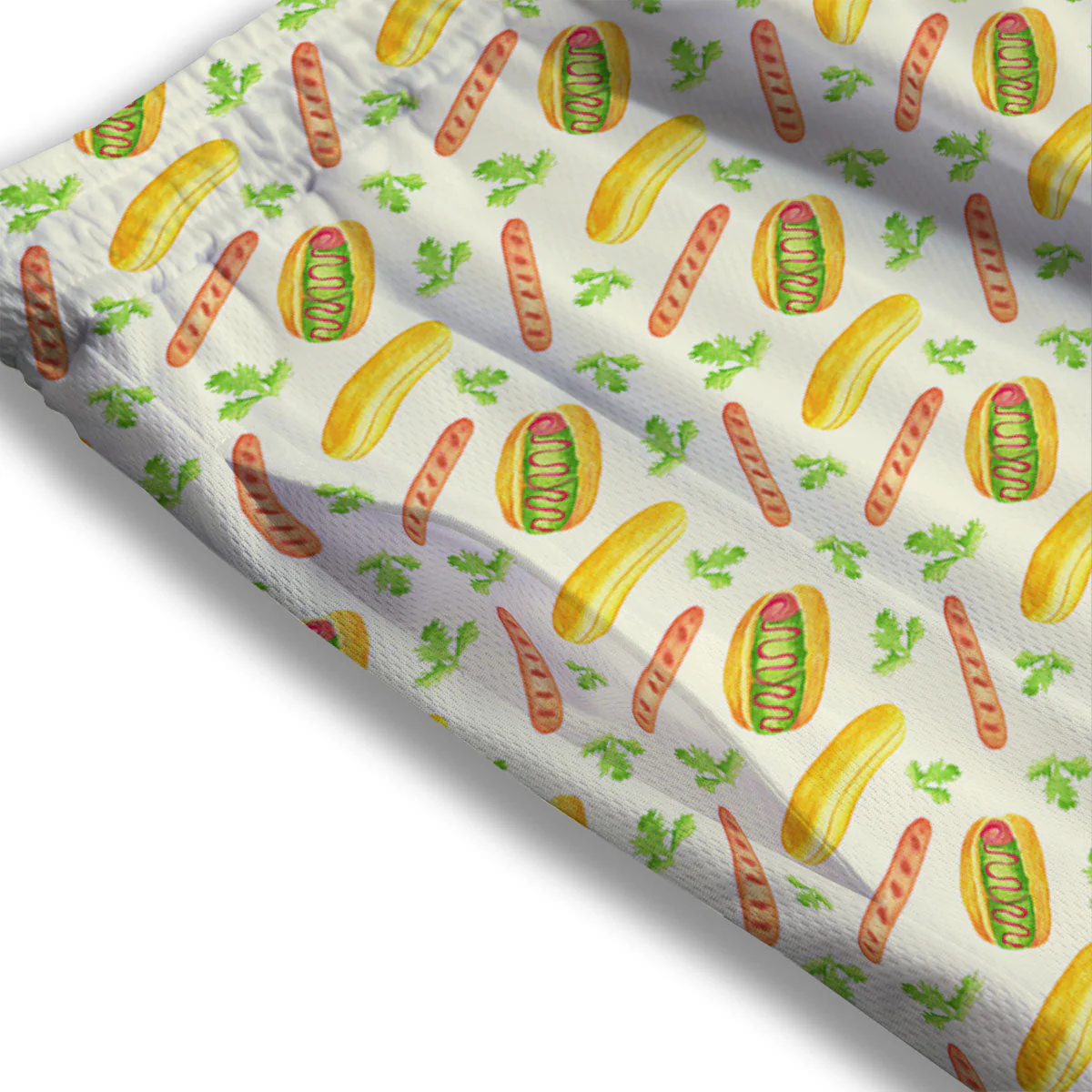 Hot Dog Drawing Print Pattern Mesh Shorts - Image 3