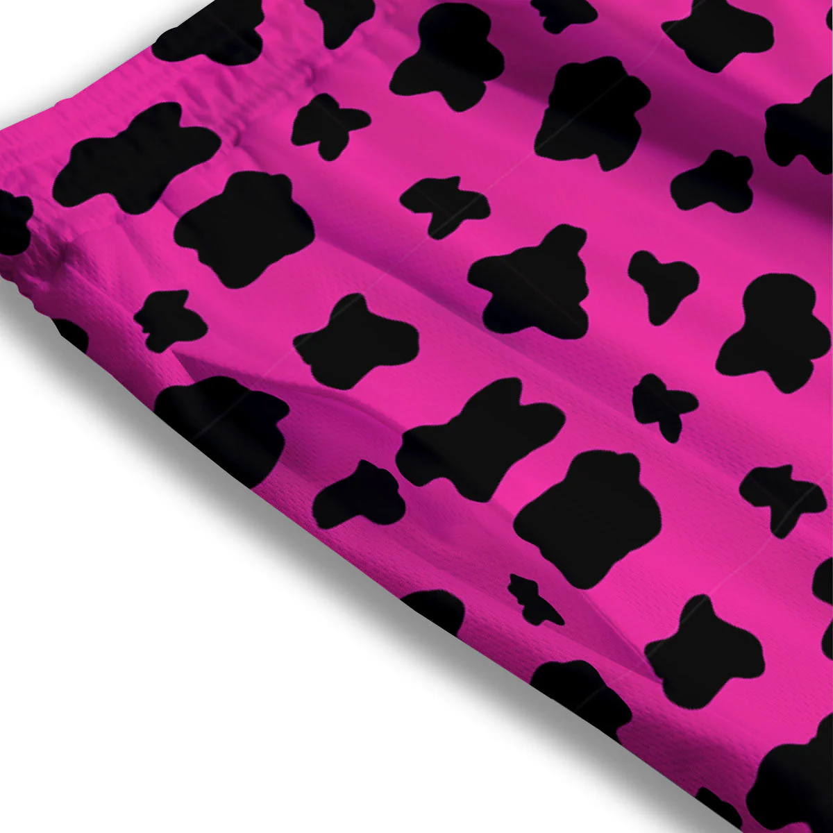 Hot Pink And Black Cow Print Mesh Shorts - Image 3