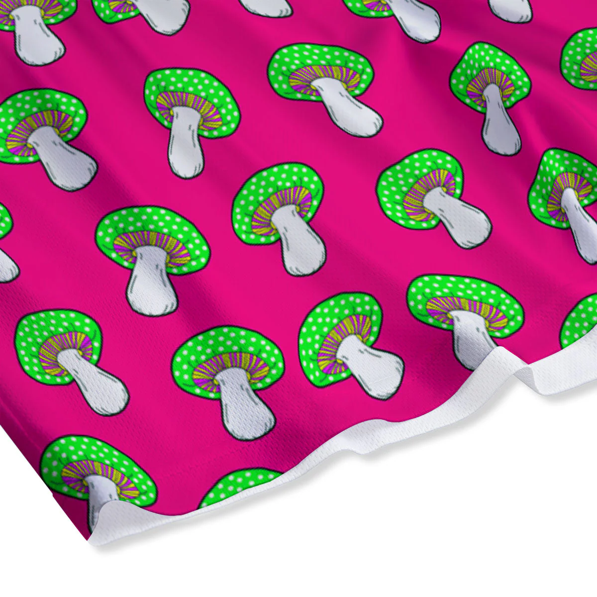Hot Pink Crazy Mushroom Print Pattern Mesh Shorts - Image 4