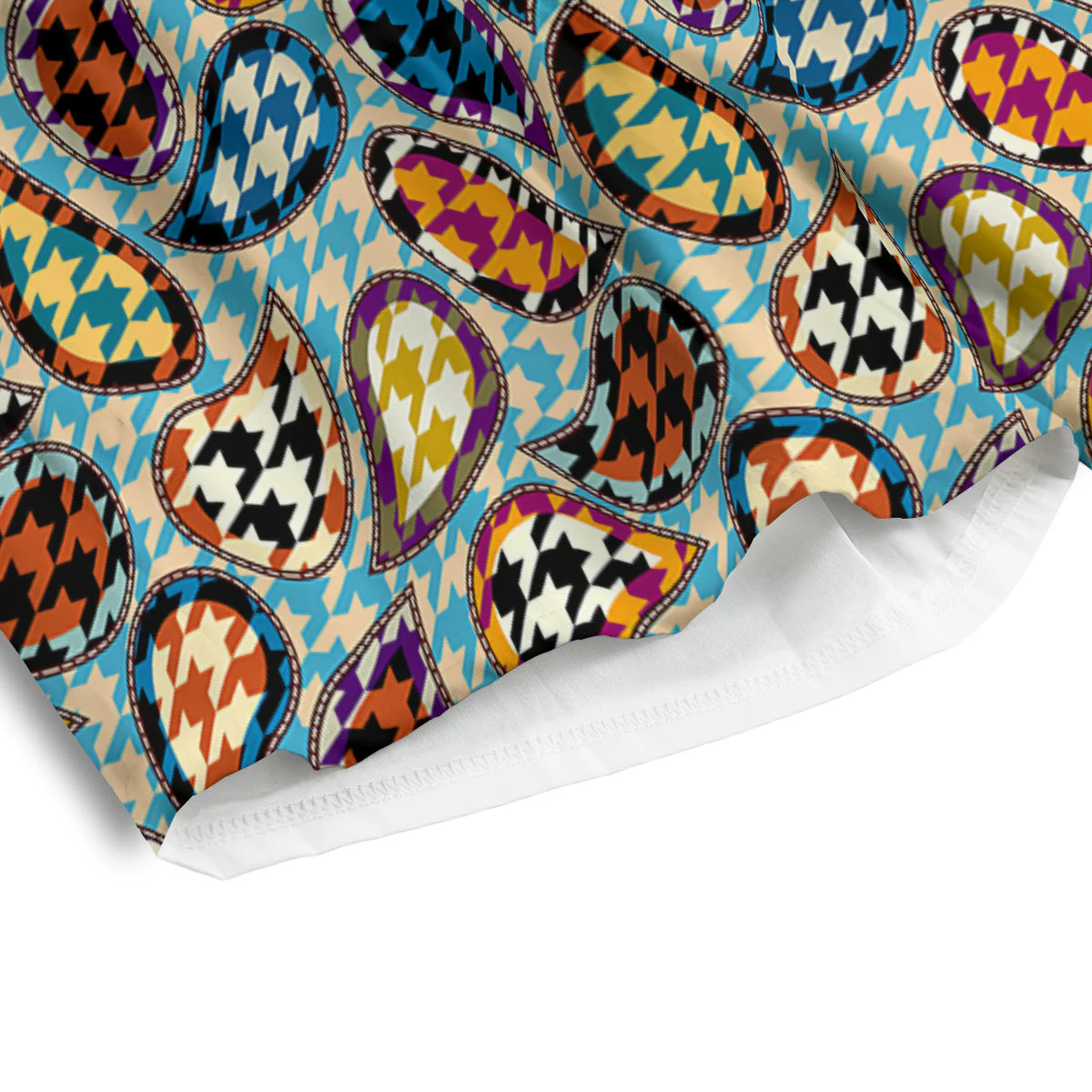 Houndstooth And Paisley Print Pattern Men's Athletic Shorts - Image 4