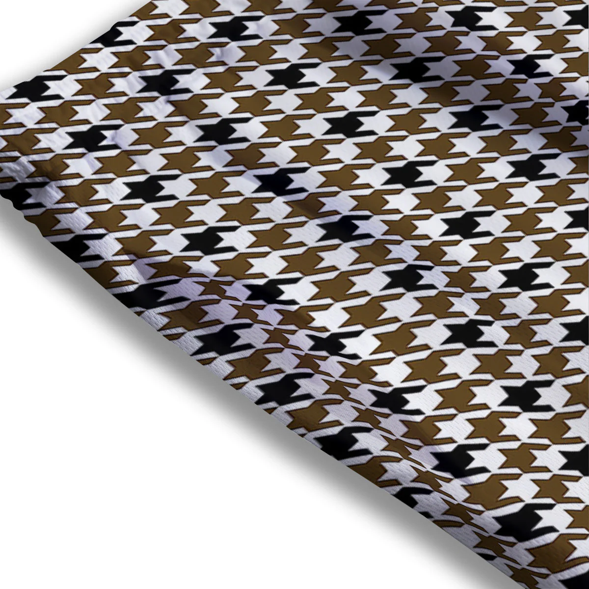 Houndstooth Black And Brown Print Mesh Shorts - Image 3