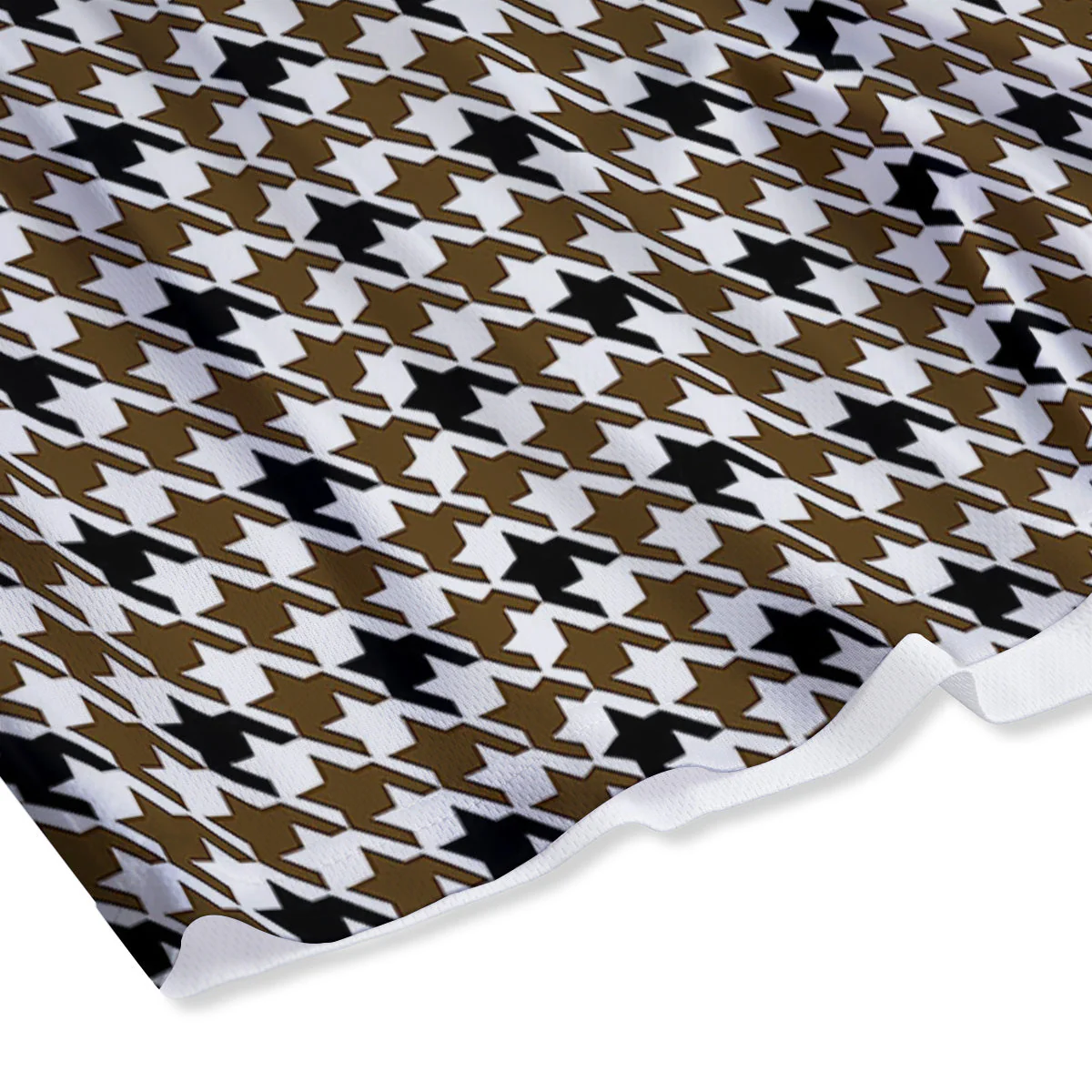 Houndstooth Black And Brown Print Mesh Shorts - Image 4
