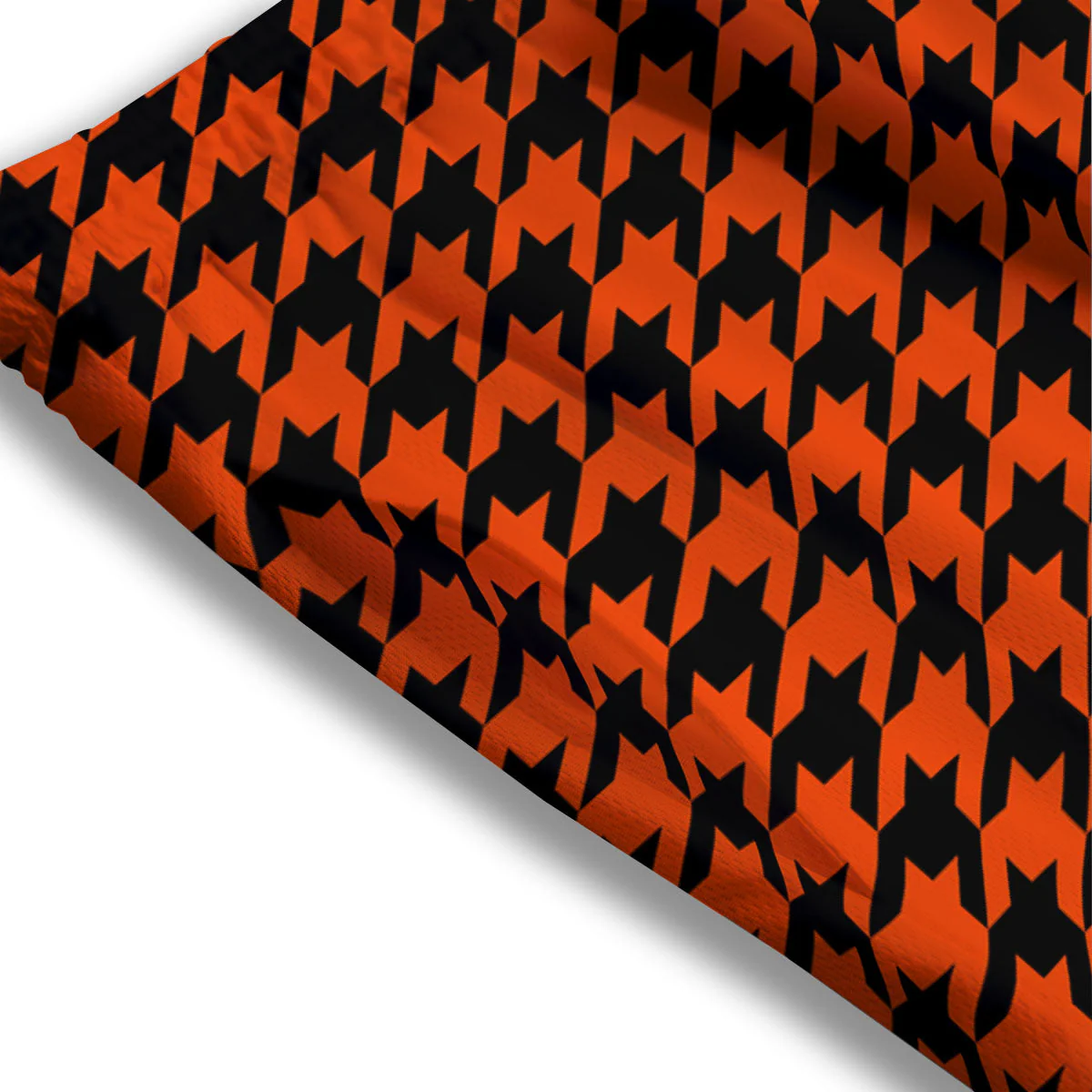 Houndstooth Black And Orange Print Mesh Shorts - Image 3