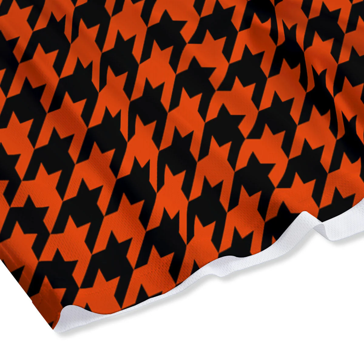 Houndstooth Black And Orange Print Mesh Shorts - Image 4