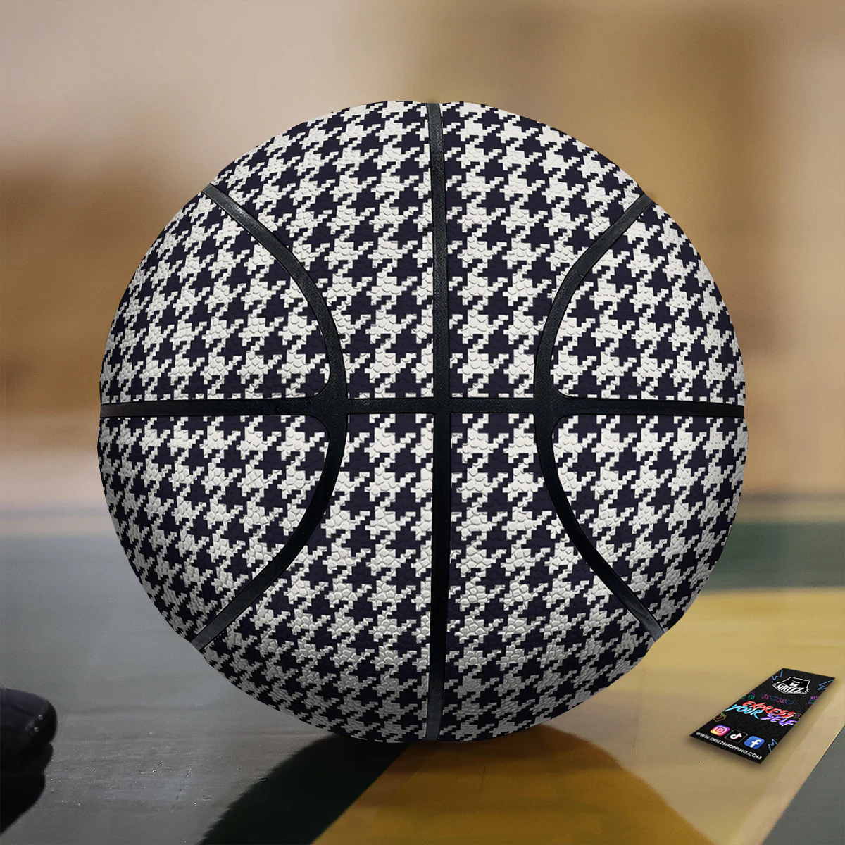 Houndstooth Black Pixel Print Pattern Basketball
