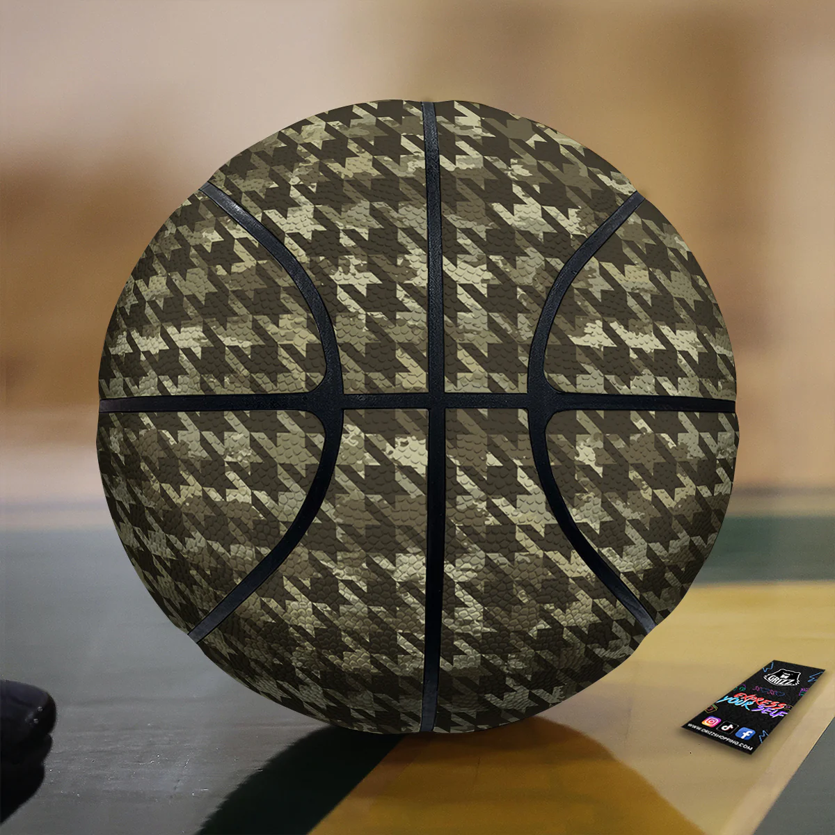 Houndstooth Camouflage Green Print Pattern Basketball