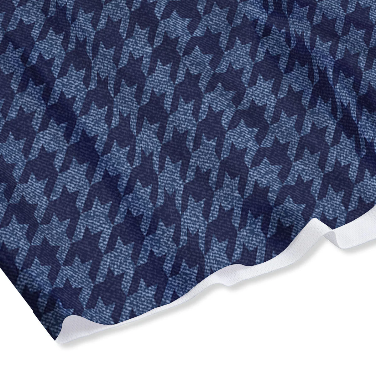 Houndstooth Denim Print Pattern Mesh Shorts - Image 4