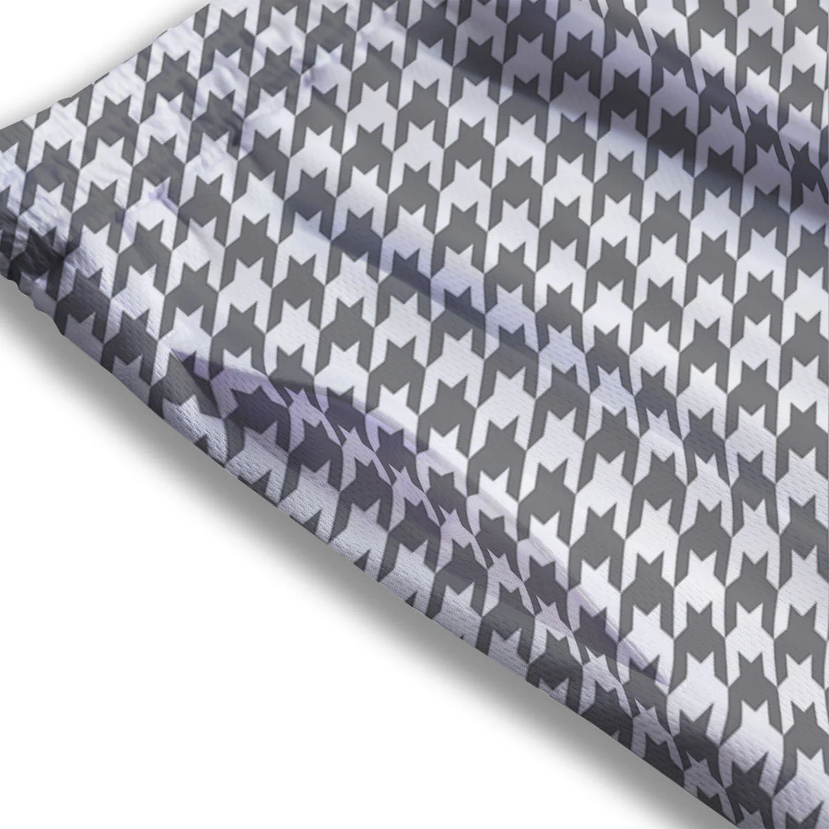 Houndstooth Grey Print Pattern Mesh Shorts - Image 3
