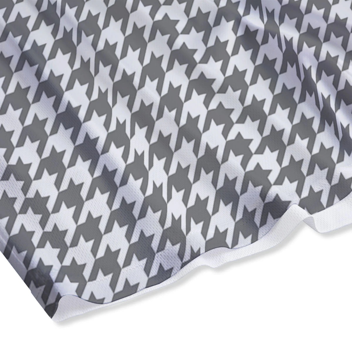 Houndstooth Grey Print Pattern Mesh Shorts - Image 4