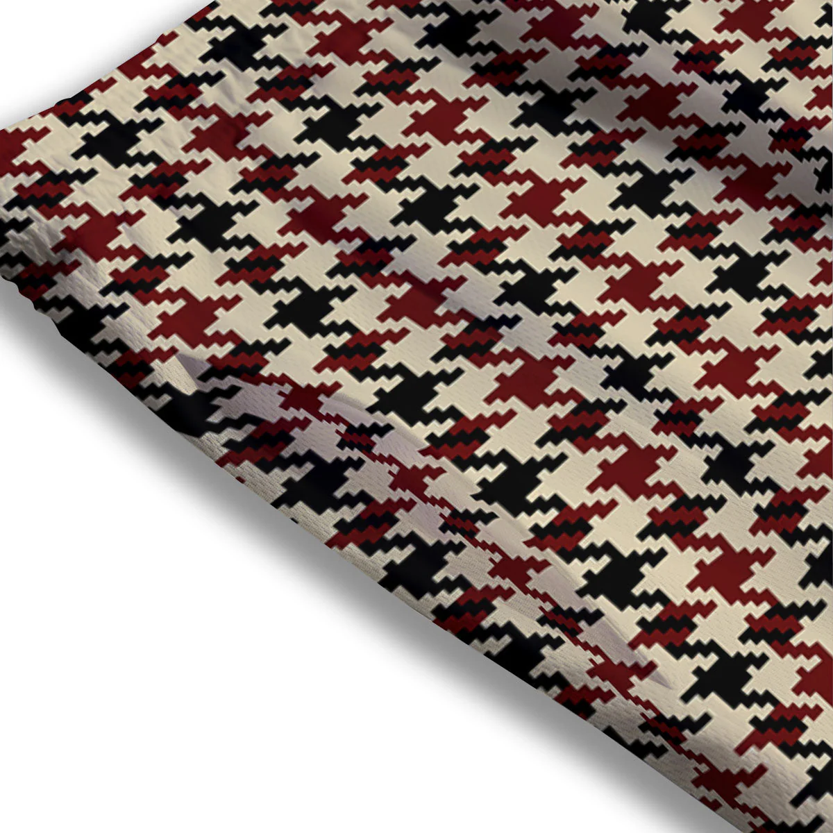 Houndstooth Red Brown Print Pattern Mesh Shorts - Image 3