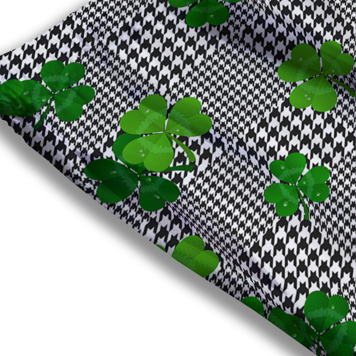 Houndstooth Shamrocks Print Pattern Mesh Shorts - Image 3
