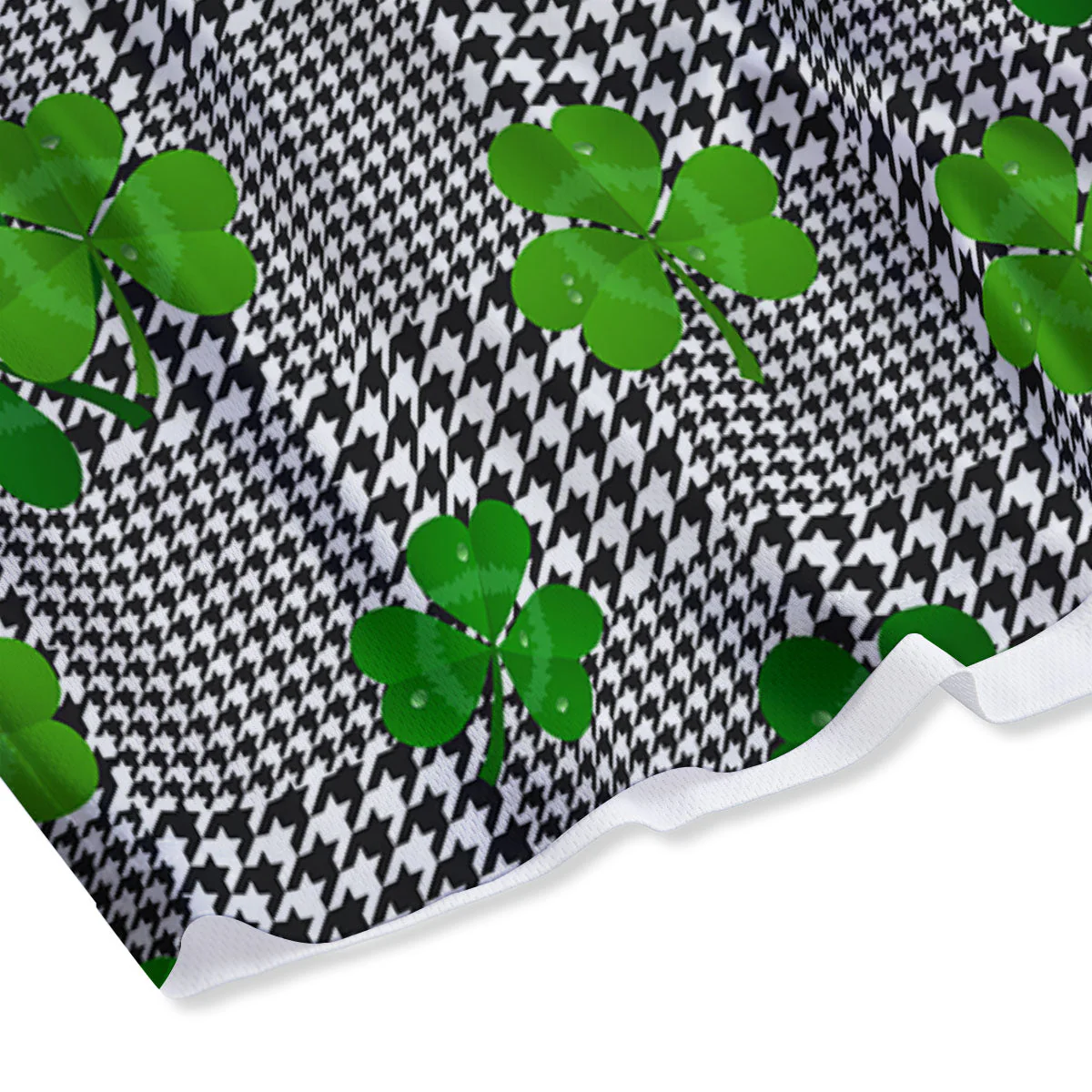 Houndstooth Shamrocks Print Pattern Mesh Shorts - Image 4