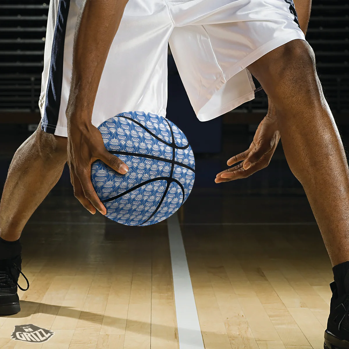 Hourglasses White And Blue Print Pattern Basketball - Image 3