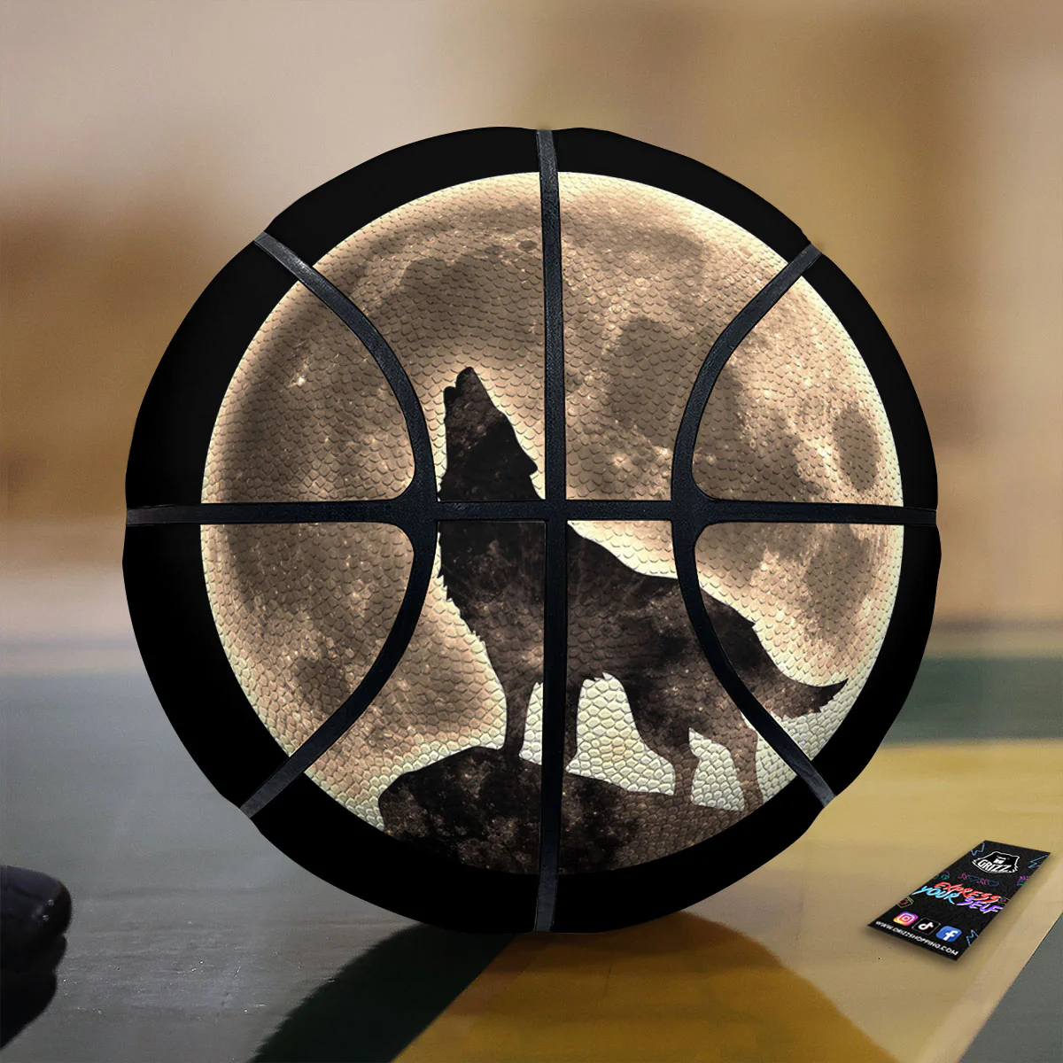 Howling Wolf Full Moon Print Basketball