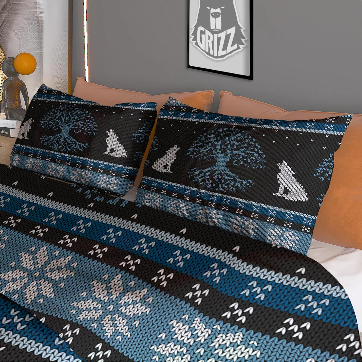 Howling Wolves And Tree Of Life Print Duvet Cover Bedding Set - Image 3
