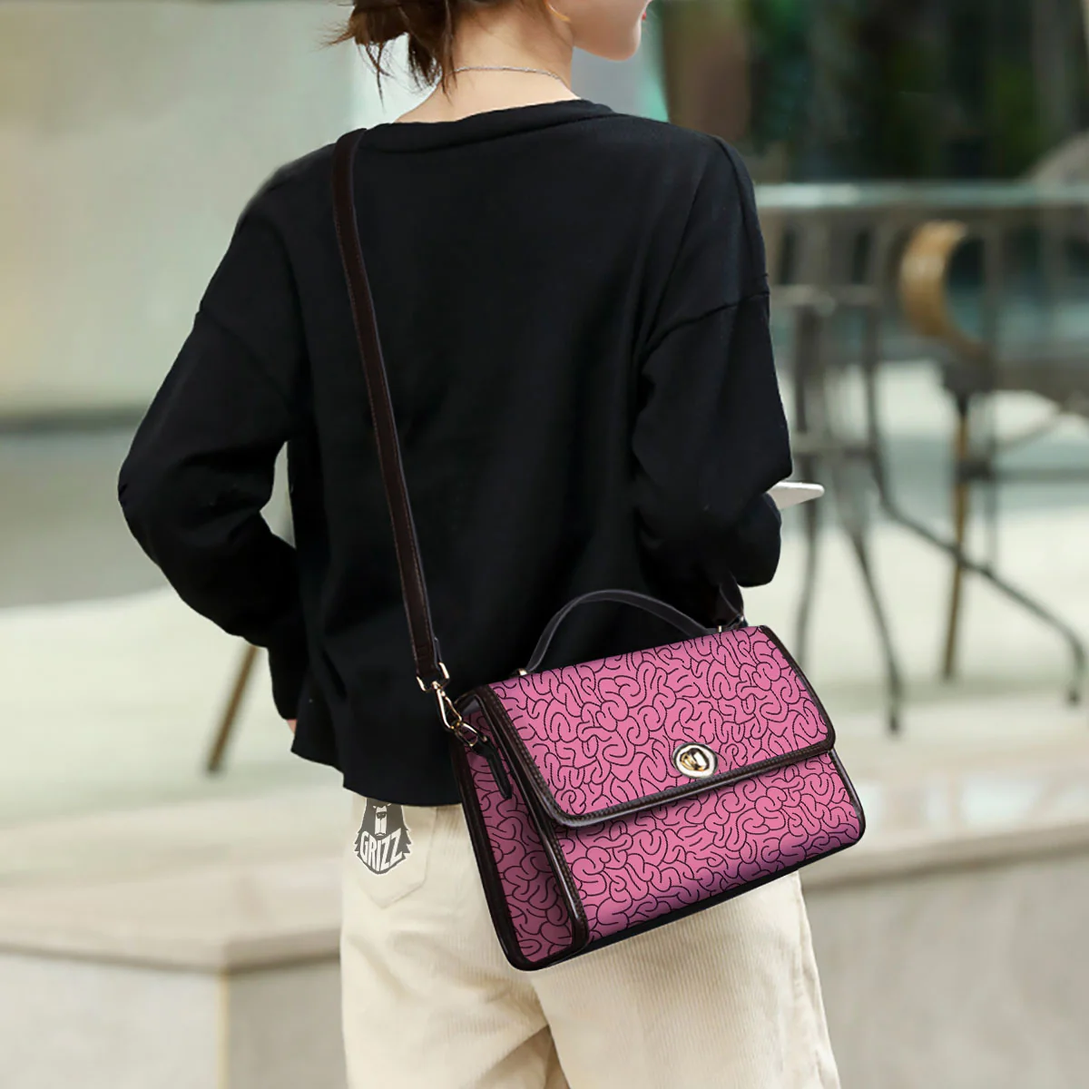 Human Brain Print Pattern Women's Satchel Bag - Image 3