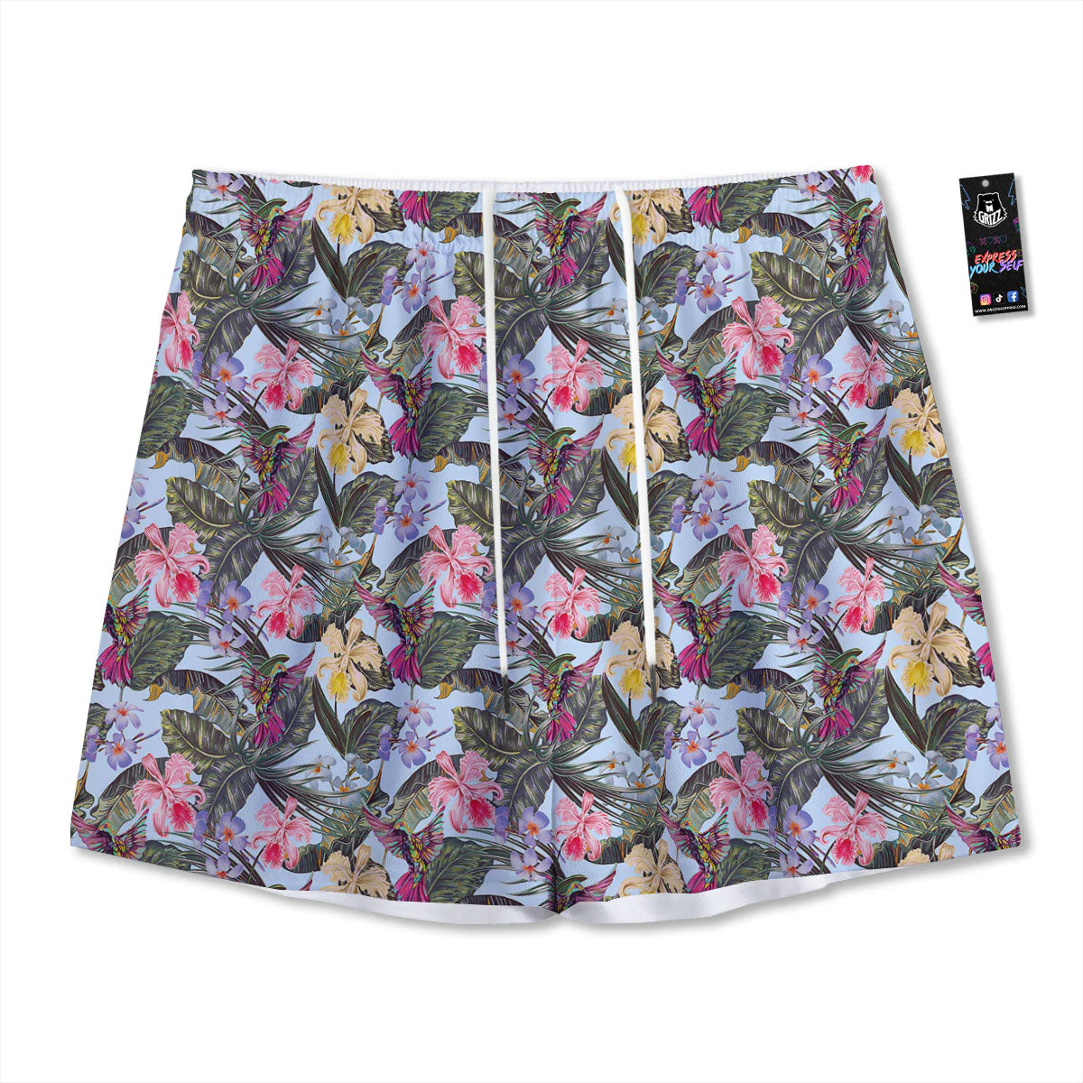 Hummingbird Tropical Print Pattern Mesh Shorts