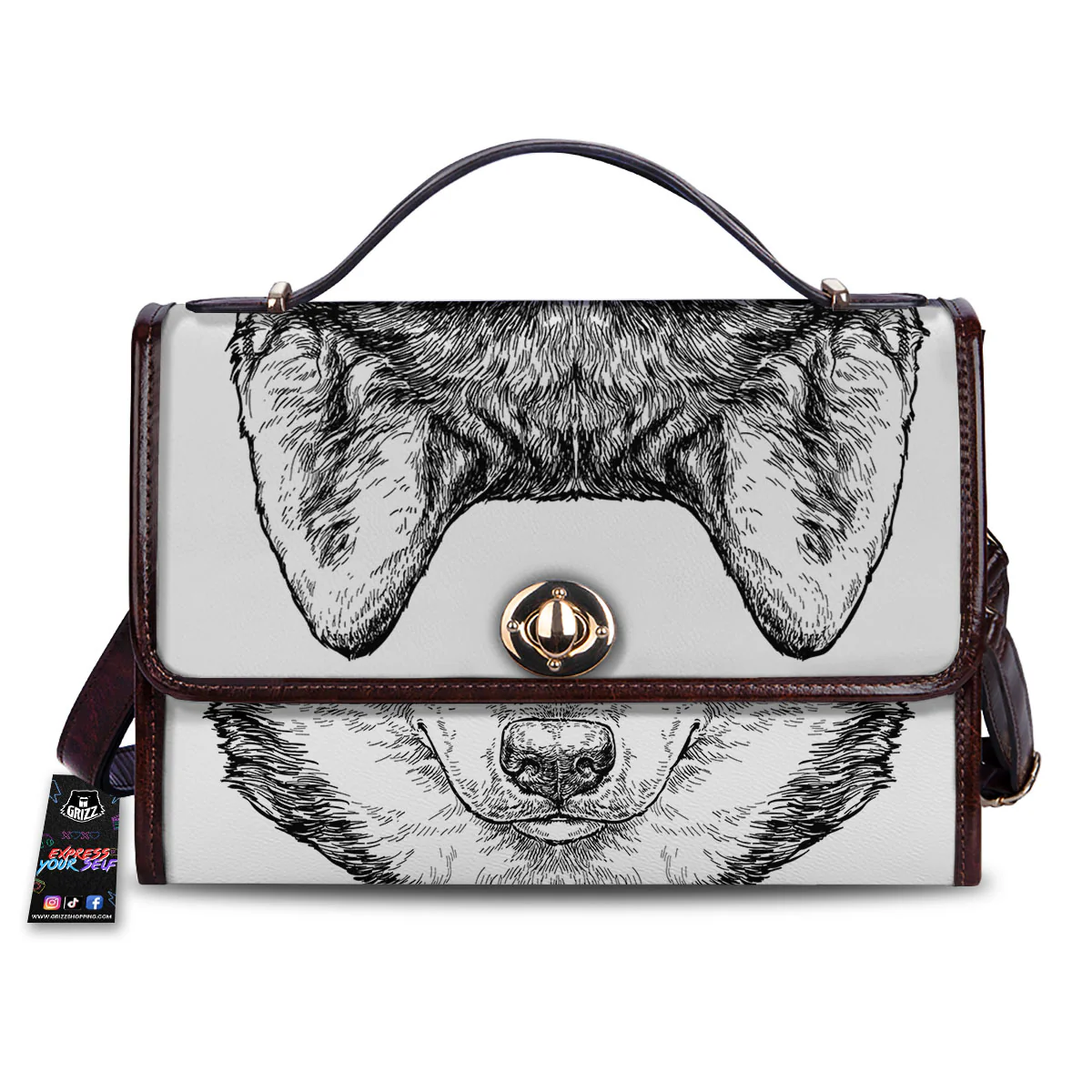 Husky Hippie Siberian Print Women's Satchel Bag