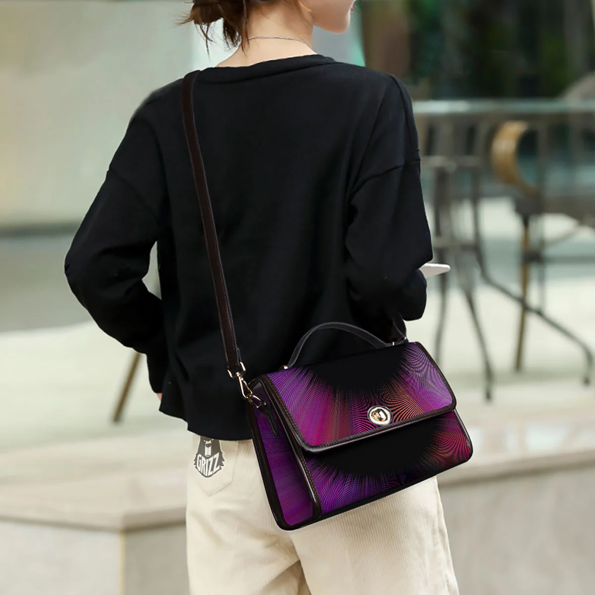 Hyperspace Purple Print Women's Satchel Bag - Image 3