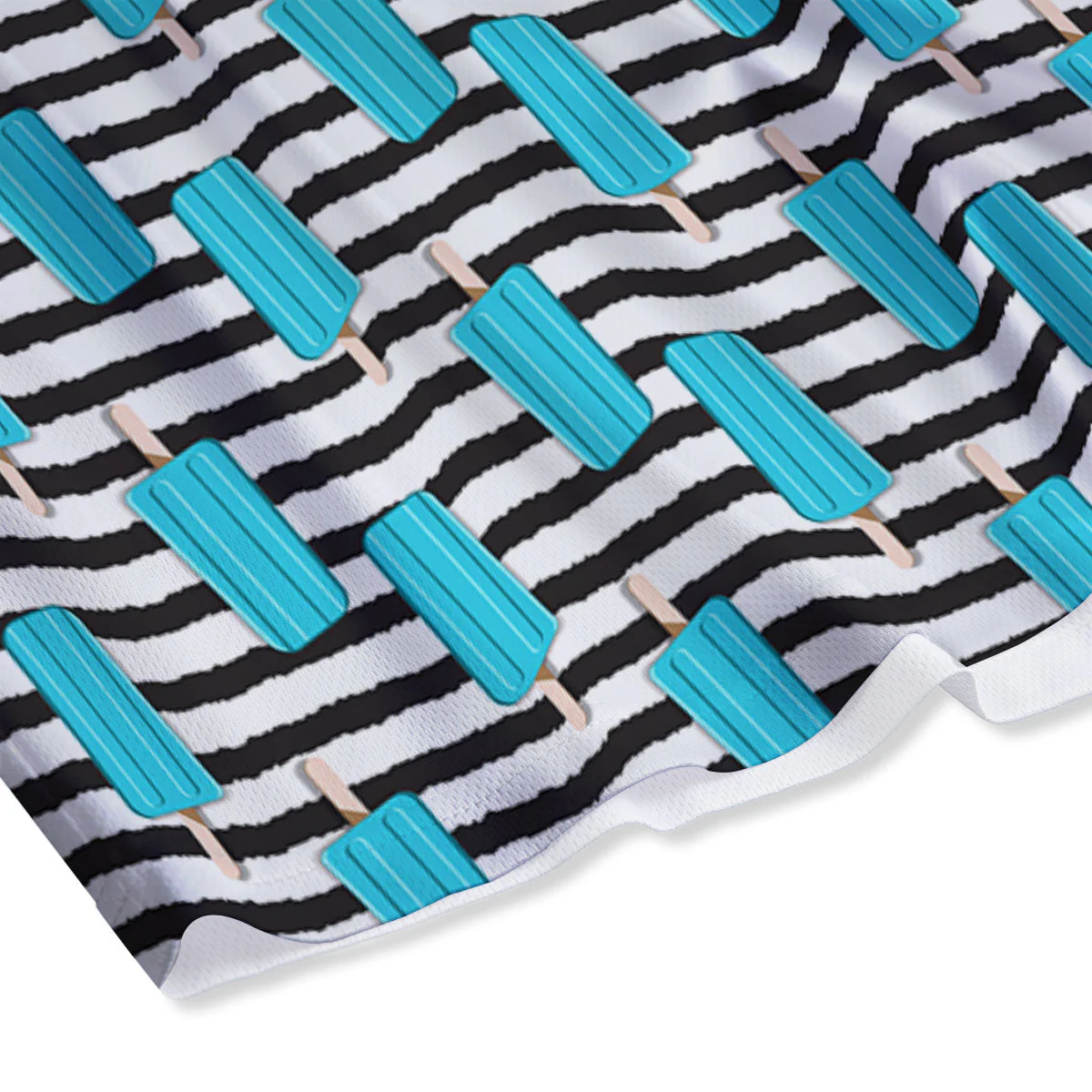 Ice Cream Black Striped Print Pattern Mesh Shorts - Image 4