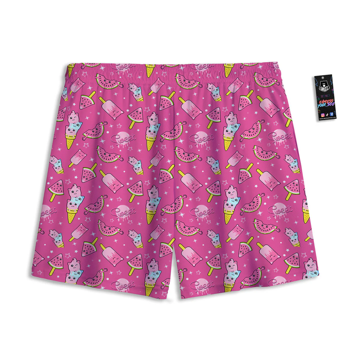 Ice Cream Cute Print Pattern Mesh Shorts - Image 2