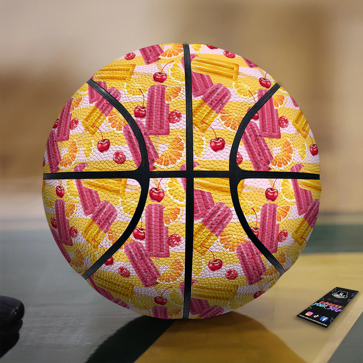 Ice Cream Fruits And Berries Print Pattern Basketball