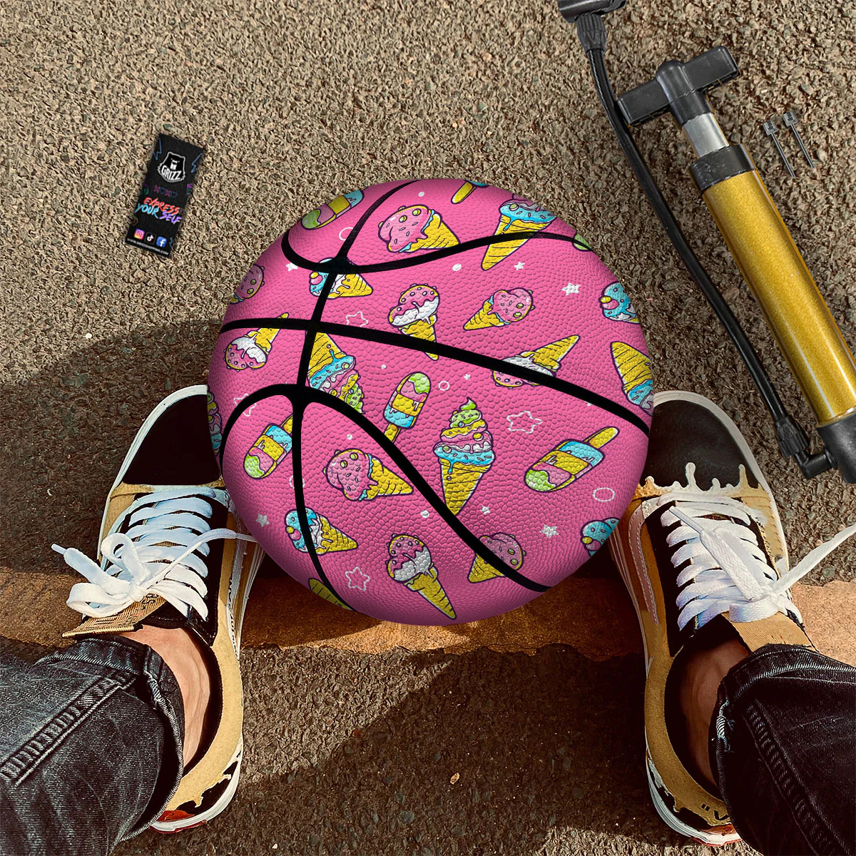 Ice Cream Pink Print Pattern Basketball - Image 2