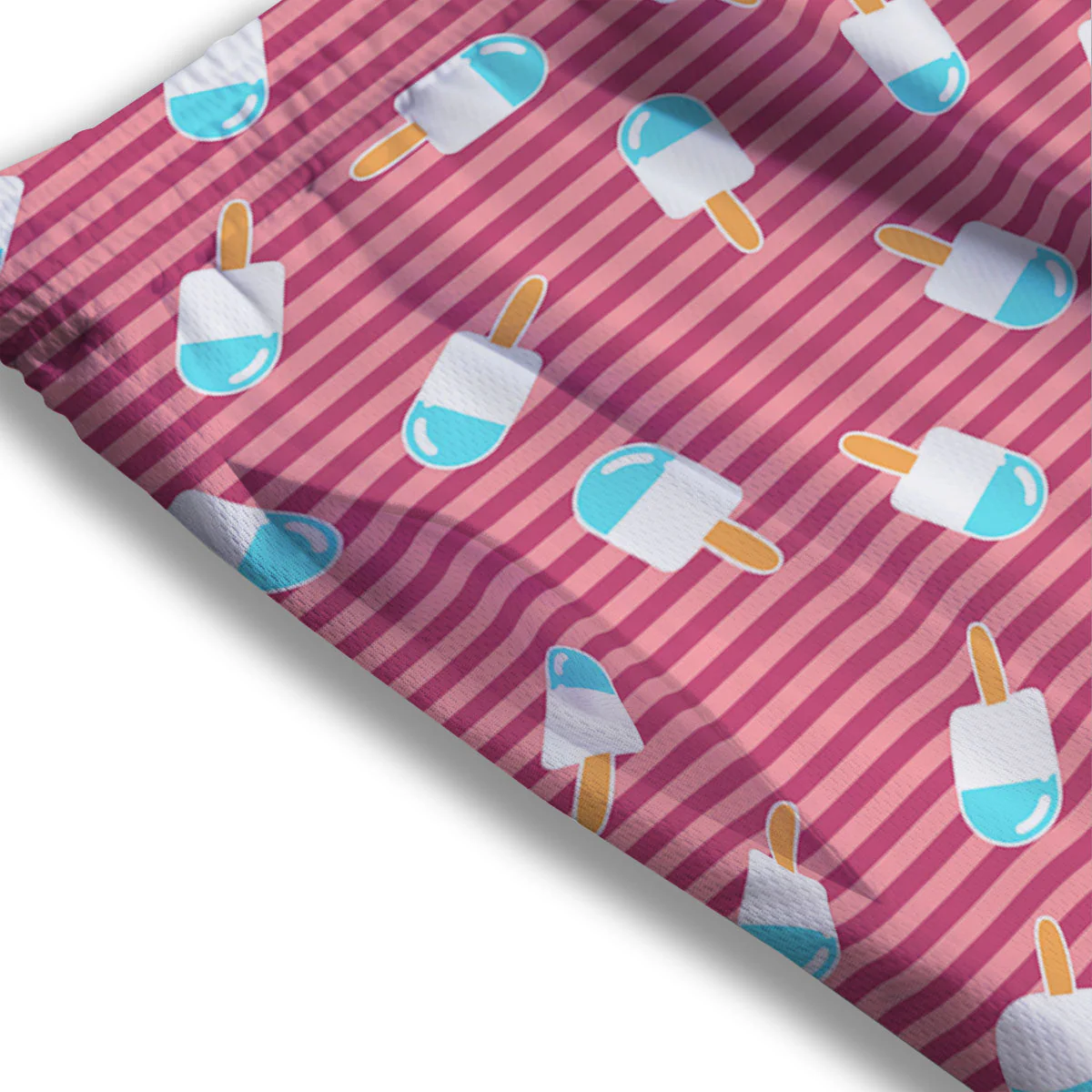 Ice Cream Pink Striped Print Pattern Mesh Shorts - Image 3