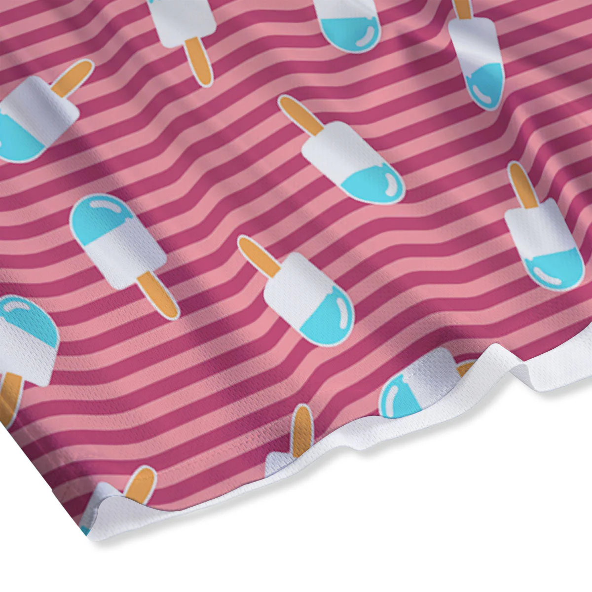 Ice Cream Pink Striped Print Pattern Mesh Shorts - Image 4