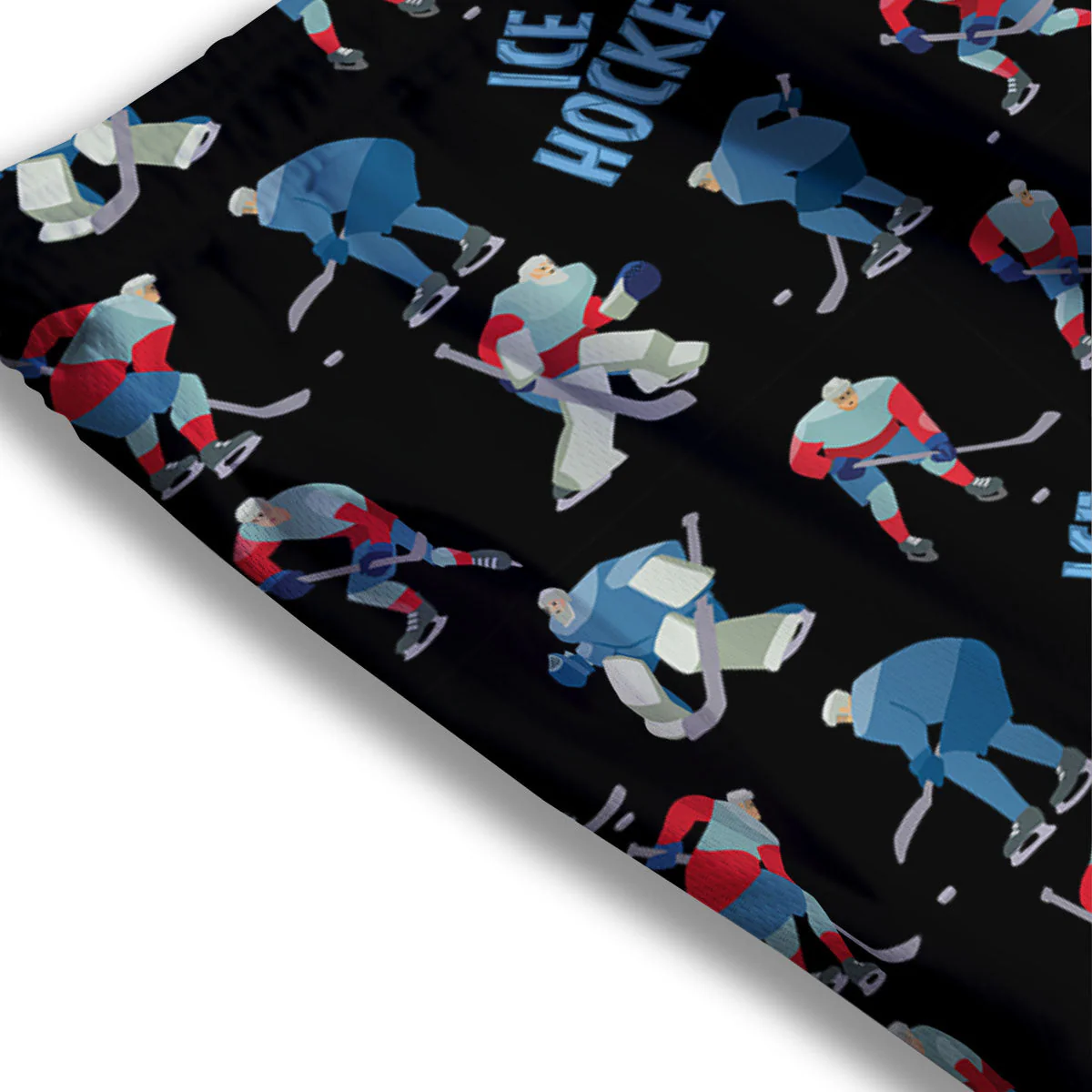 Ice Hockey Players Print Pattern Mesh Shorts - Image 3
