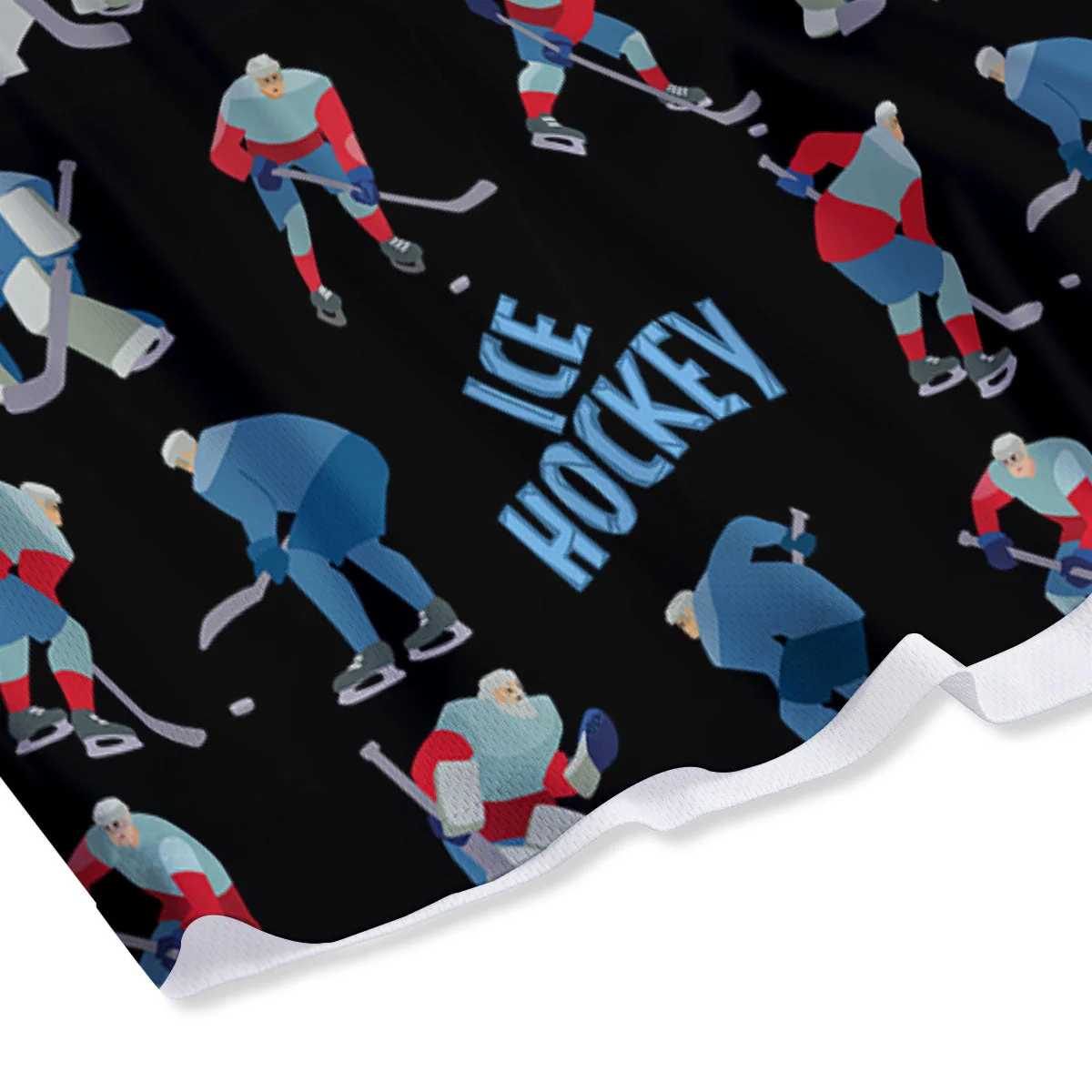 Ice Hockey Players Print Pattern Mesh Shorts - Image 4