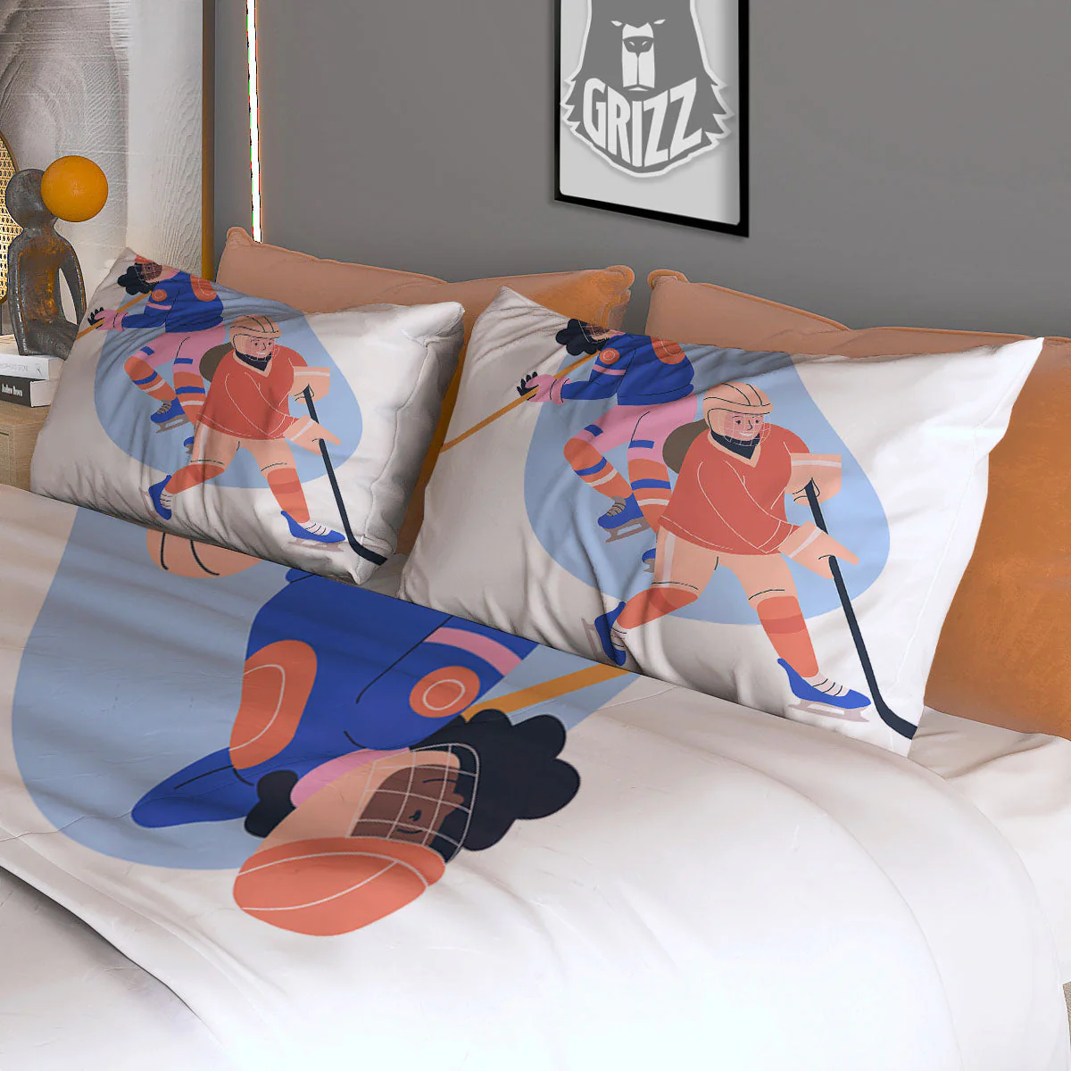 Ice Skates Hockey Print Duvet Cover Bedding Set - Image 3