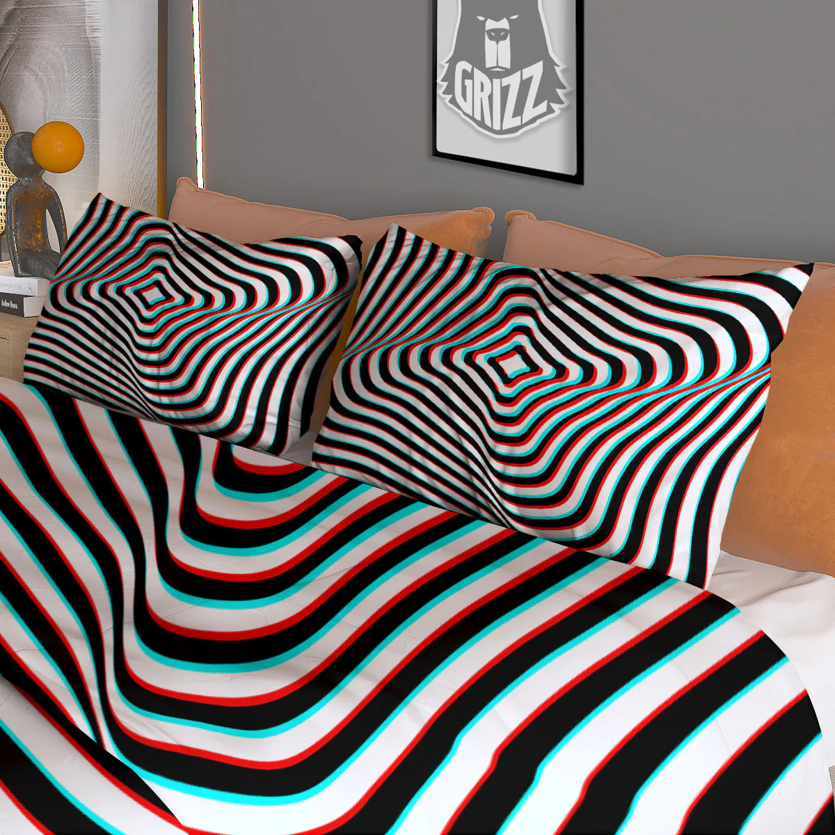 Illusion Anaglyph Optical Print Duvet Cover Bedding Set - Image 3