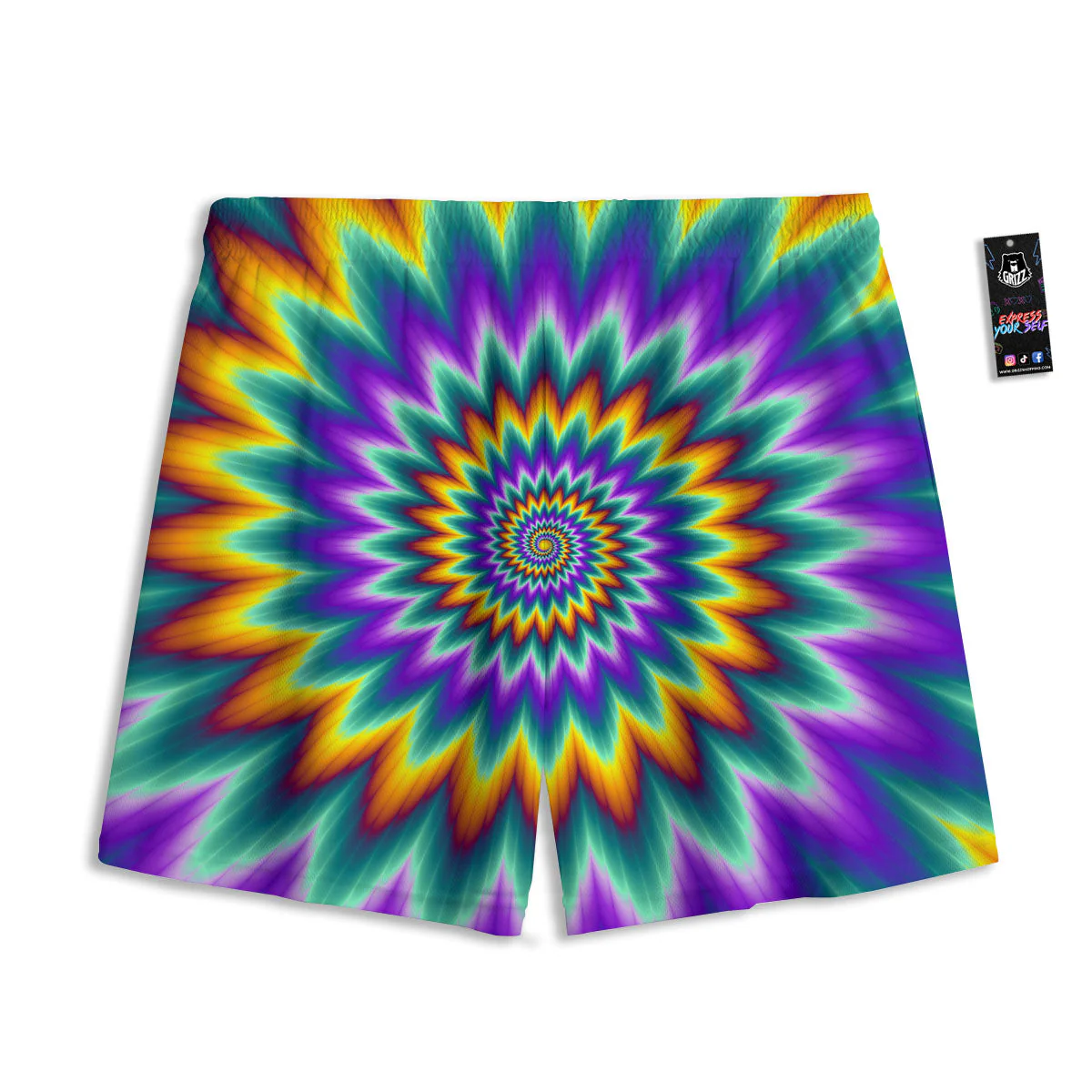 Illusion Optical Rave Psychedelic Mesh Shorts - Image 2