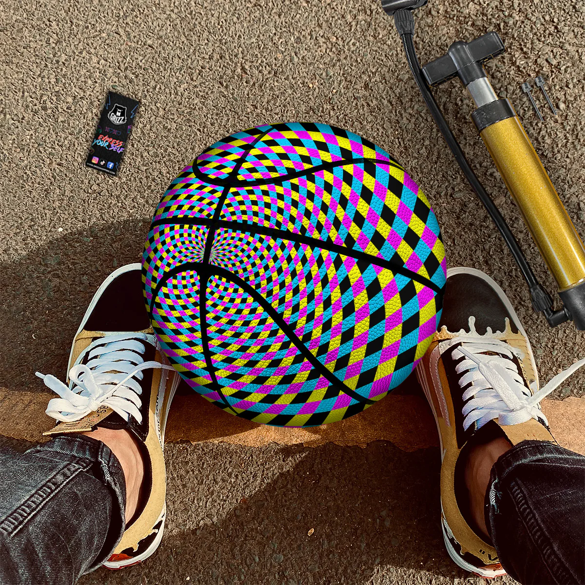 Illusion Spiral Colorful Print Basketball - Image 2