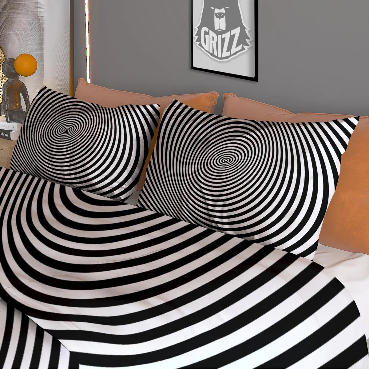 Illusion Swirl Optical Print Duvet Cover Bedding Set - Image 3