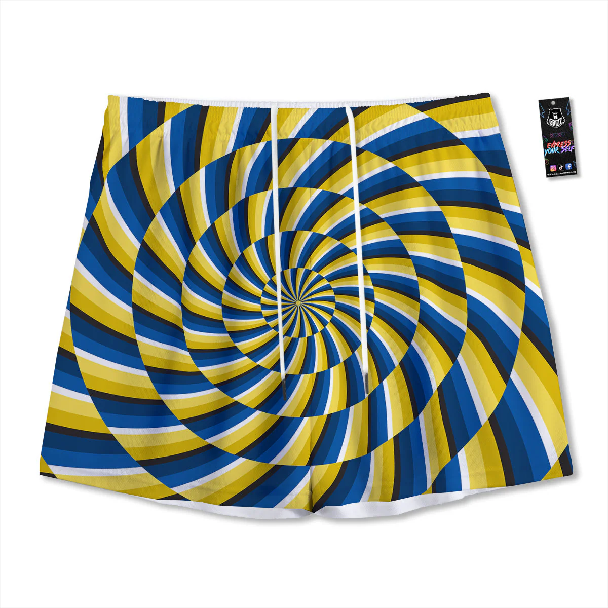 Illusory Motion Yellow And Blue Print Mesh Shorts